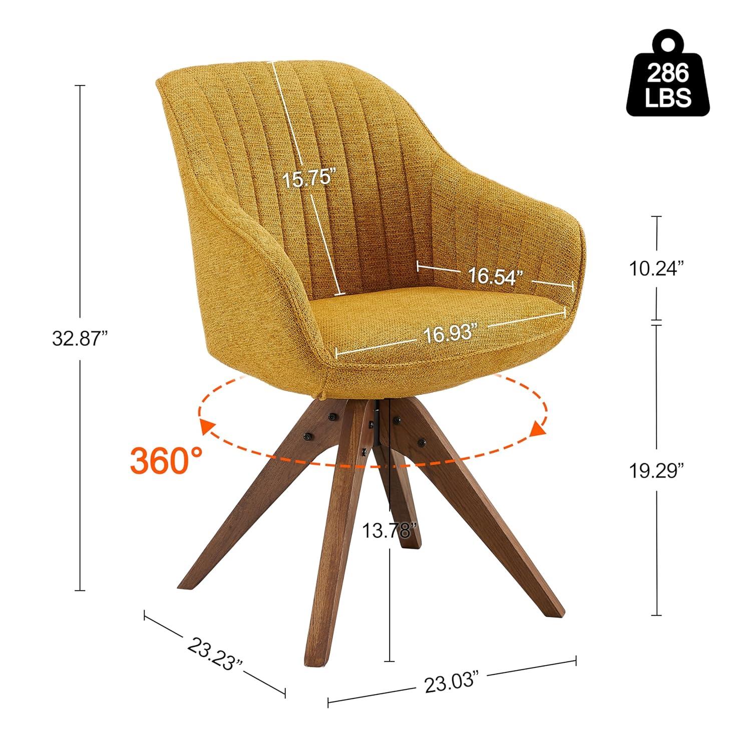 Art Leon Modern Swivel Fabric Accent Desk Chair with Beech Wood Legs, Yellow