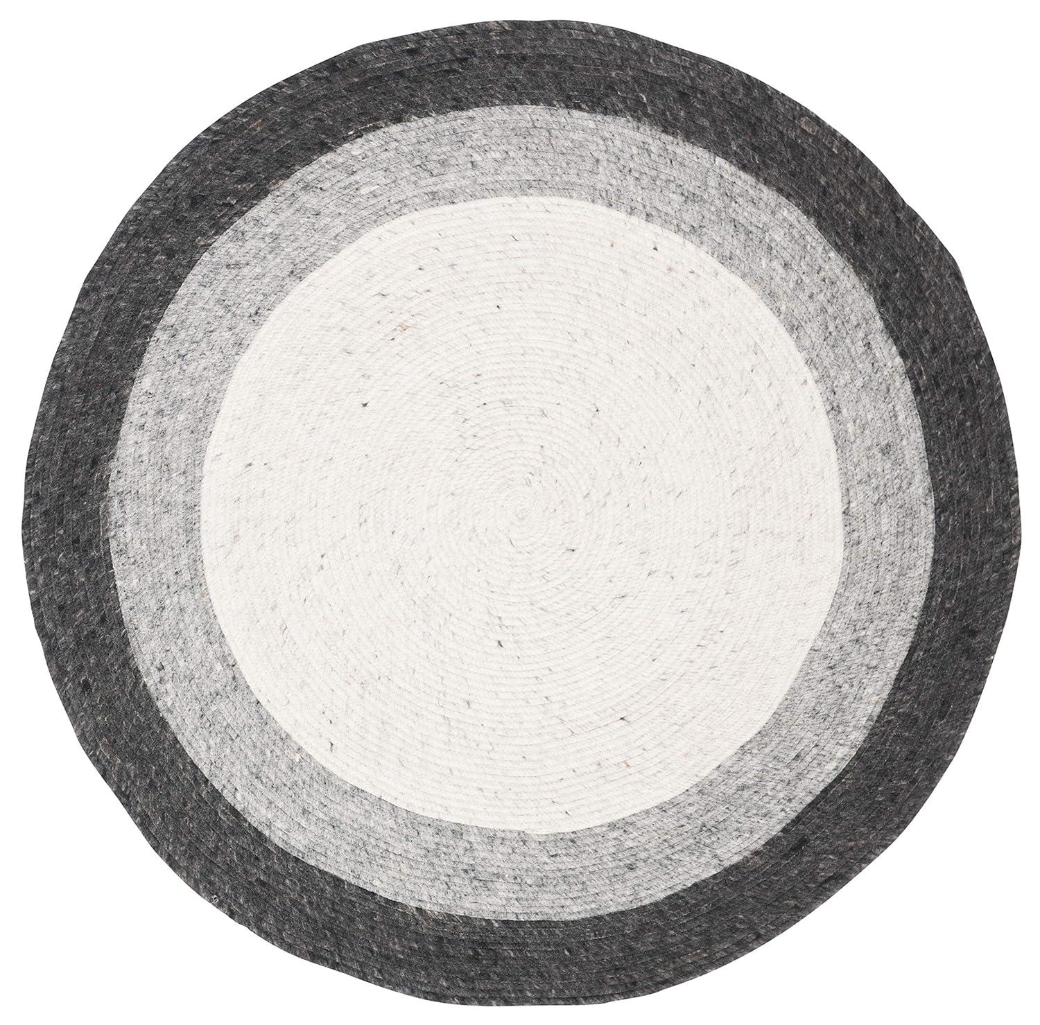 Braided BRD903 Hand Woven Indoor Area Rug - Grey/Ivory - 8' Round - Safavieh