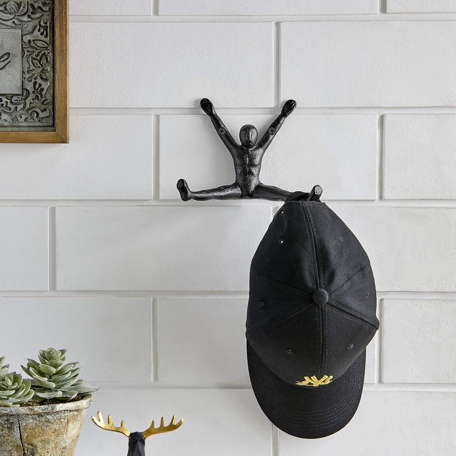 Danya B Athlete Sculpture Cast Iron Wall Mount Double Hook (Set of 2) - Black
