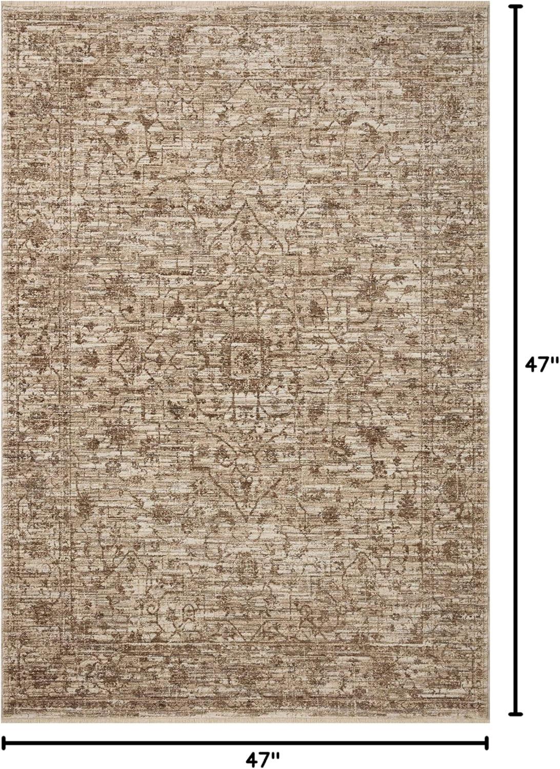 Sorrento Oriental Machine Made Polyester Area Rug in Bark/Natural