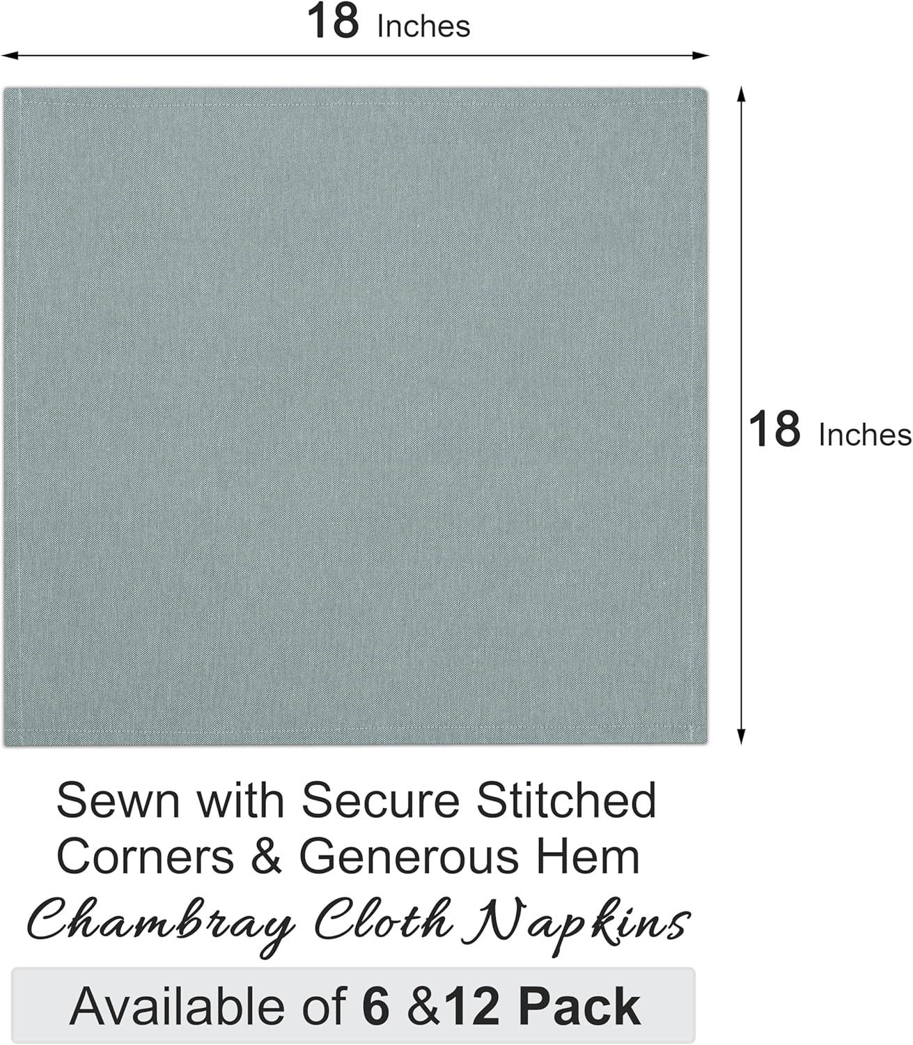 Poly Cotton Square Cloth Napkins Chambray Fabric