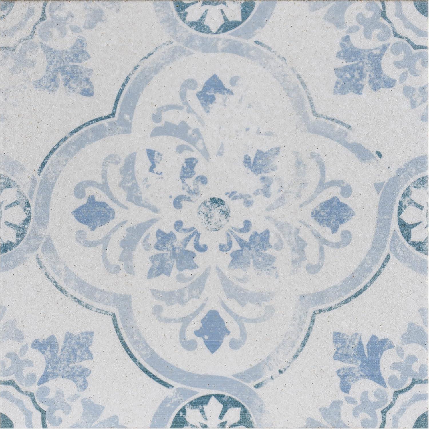 Celosia Blue and White Ceramic Square Floor and Wall Tile