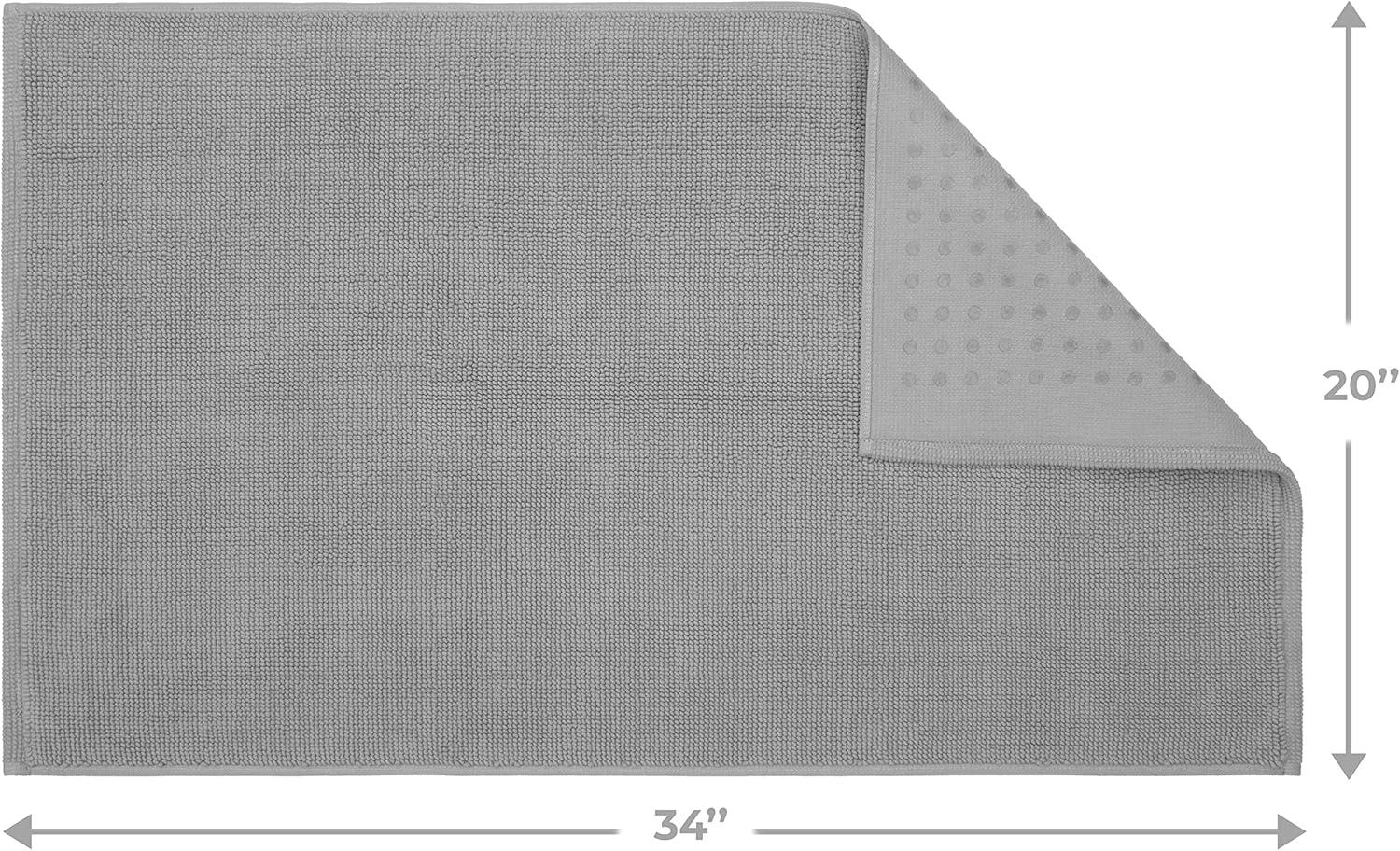 American Soft Linen 100% Cotton Bath Mat Rugs, 20x34 inches Slip Resistant Bottom Base Bath Mats for Bathroom, Rockridge Grey