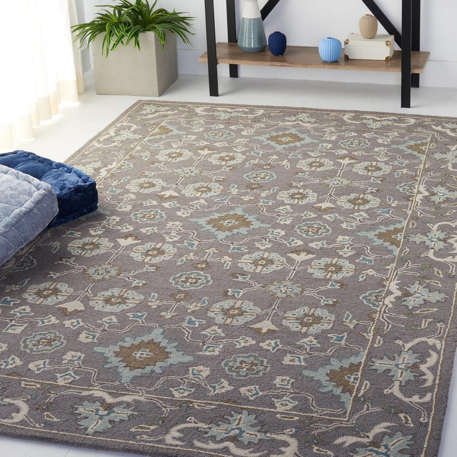 Blossom BLM218 Hand Tufted Area Rug - Grey - 5'x8' - Safavieh.