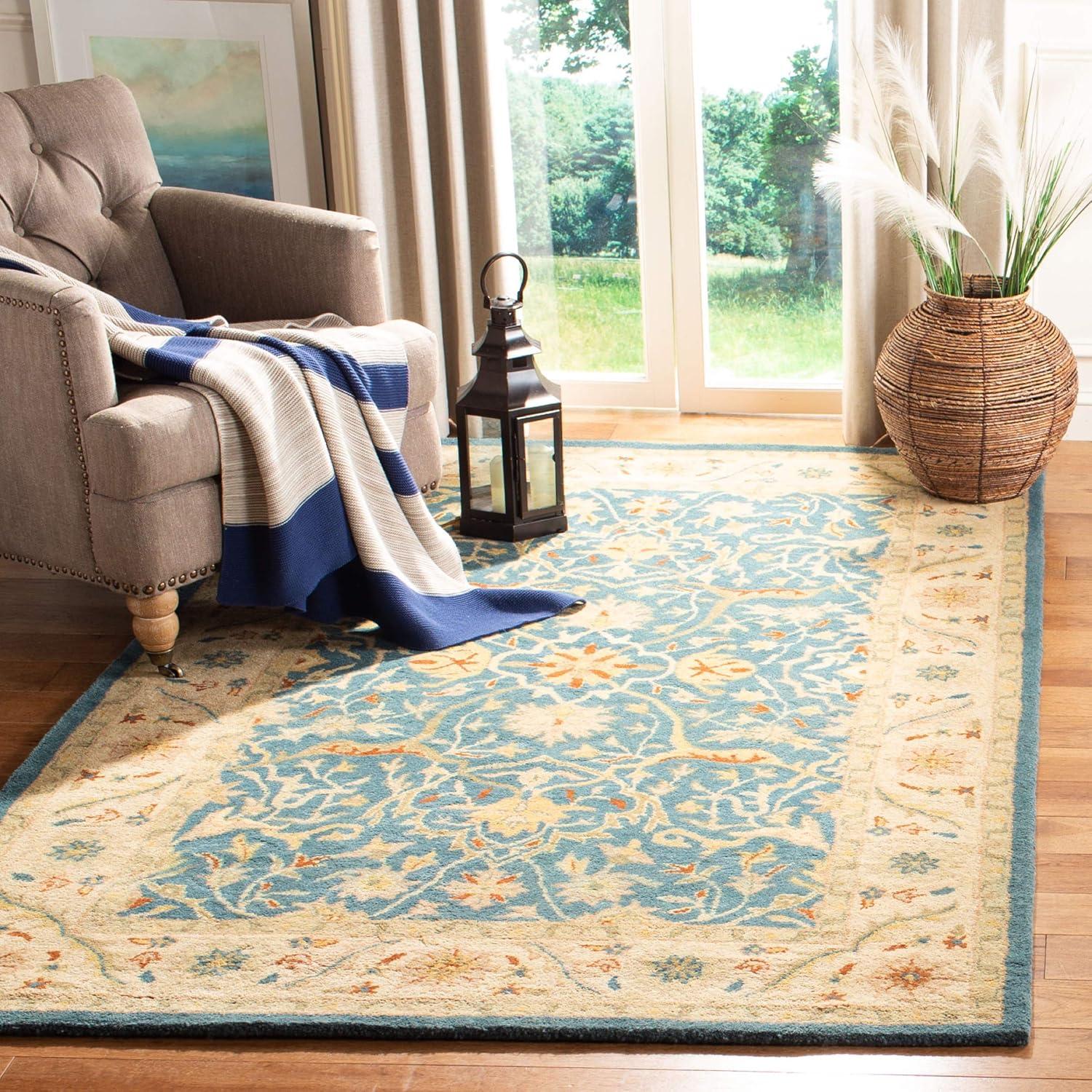 SAFAVIEH Antiquity Toireasa Traditional Floral Wool Area Rug, Blue, 11' x 15'