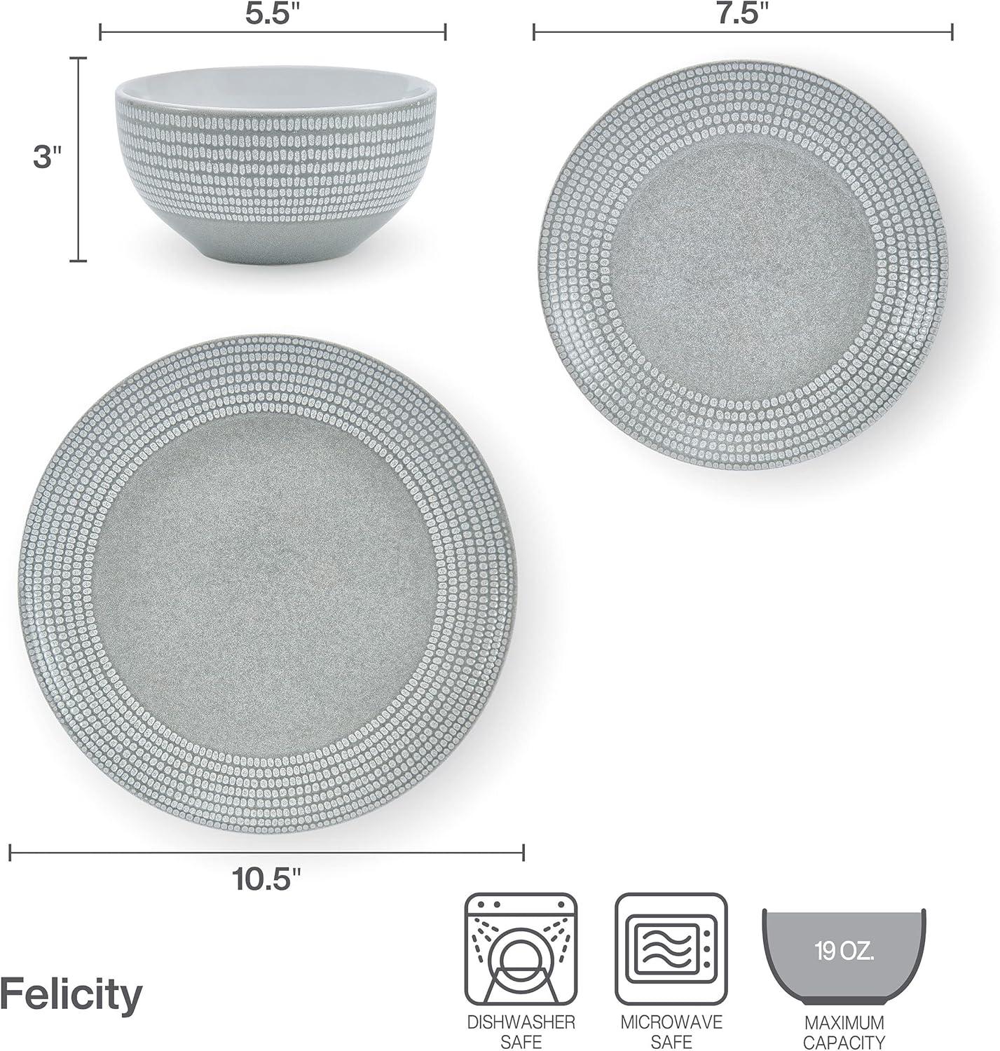 Pfaltzgraff Felicity 12 Piece Stoneware Dinnerware Set Gray