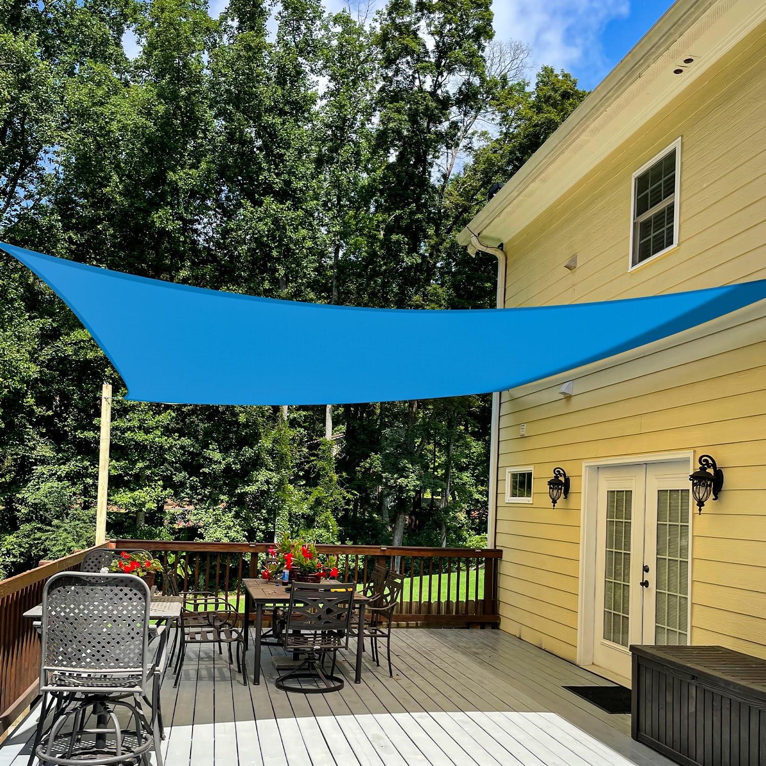 Sunshades Depot 8' x 12' Sun Shade Sail Rectangle Permeable Canopy Blue Custom Size Available Commercial Standard