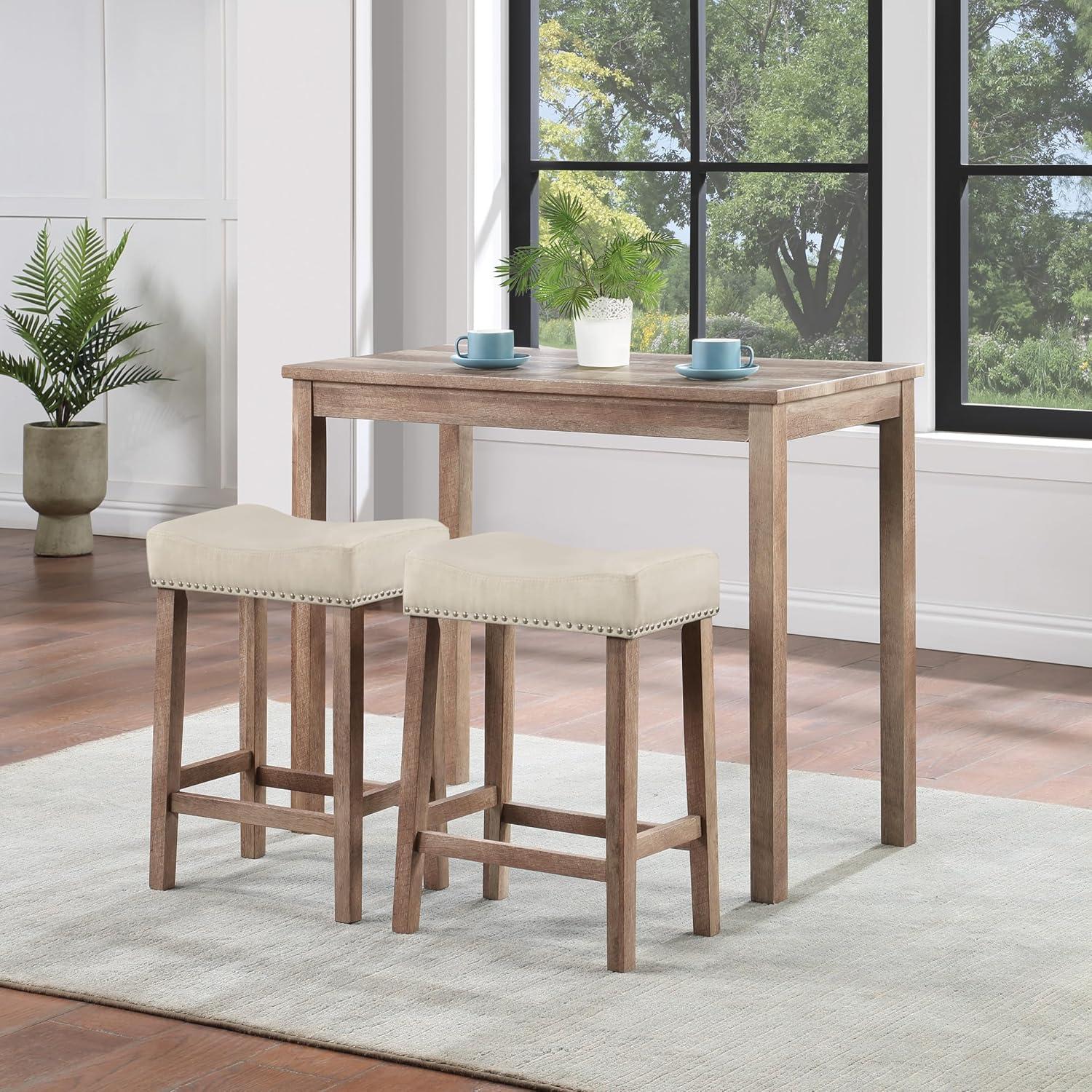 Celina 3PC Counter Height Dining Set in Engineered Wood Natural Brown