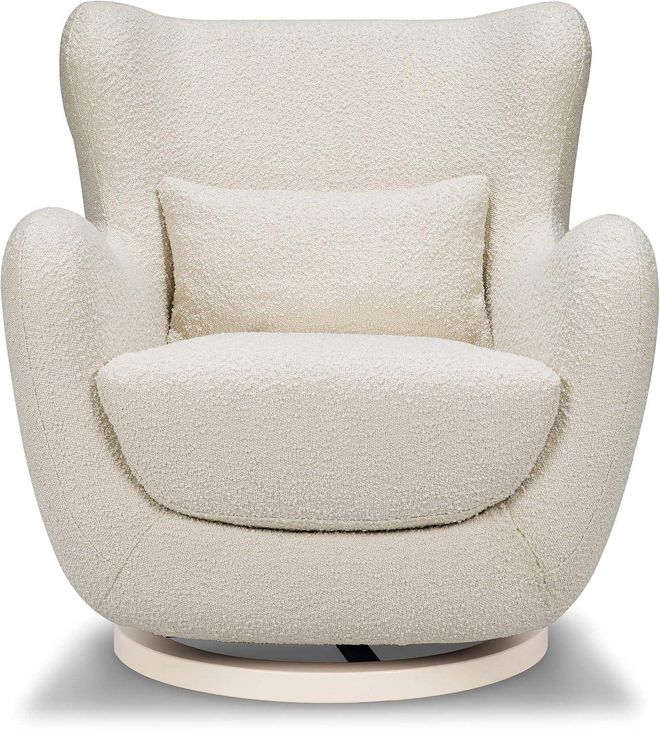 Babyletto x Nursery Works Solstice Ivory Boucle Nursery Glider Chair with Ivory Wood Base