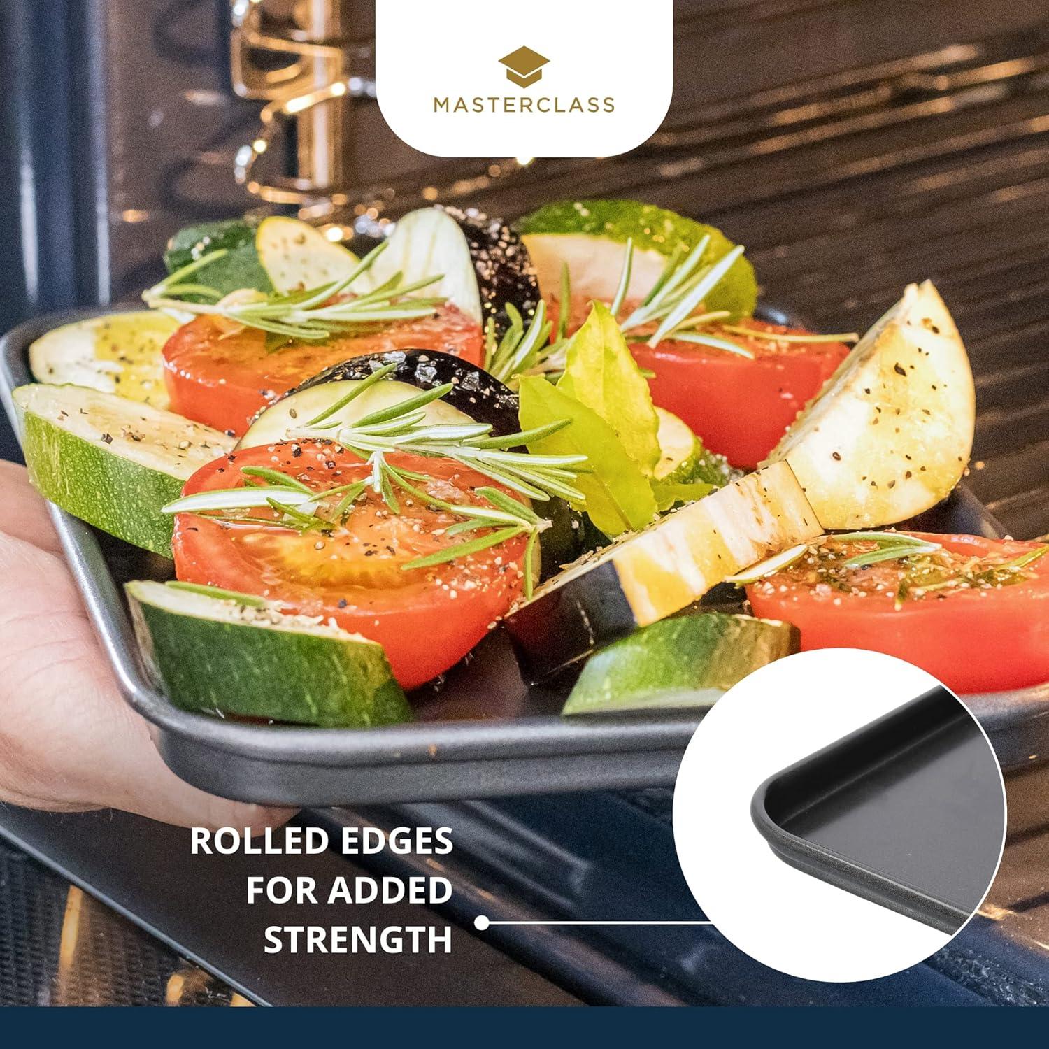 MasterClass Baking Tray, Non-Stick Oven Tray for Baking and Roasting, Carbon Steel, 24 x 18cm, Grey