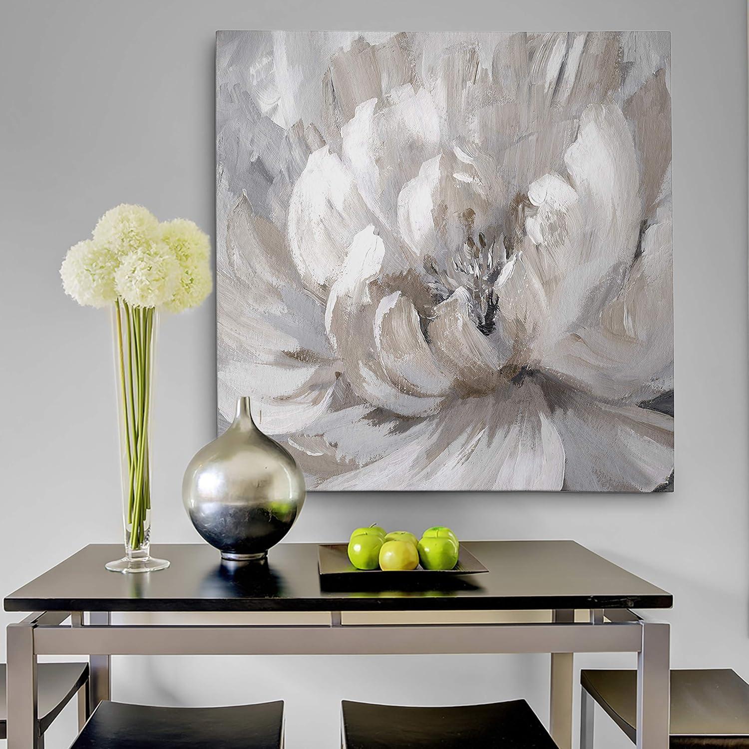 Burst of Spring 24" Gray and Beige Canvas Wall Art