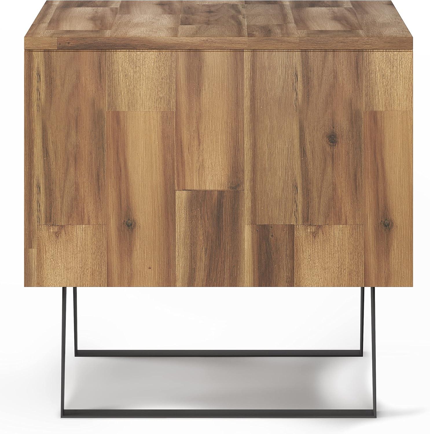 Lowry 22"W Solid Acacia Wood Square End Table with Storage Drawer