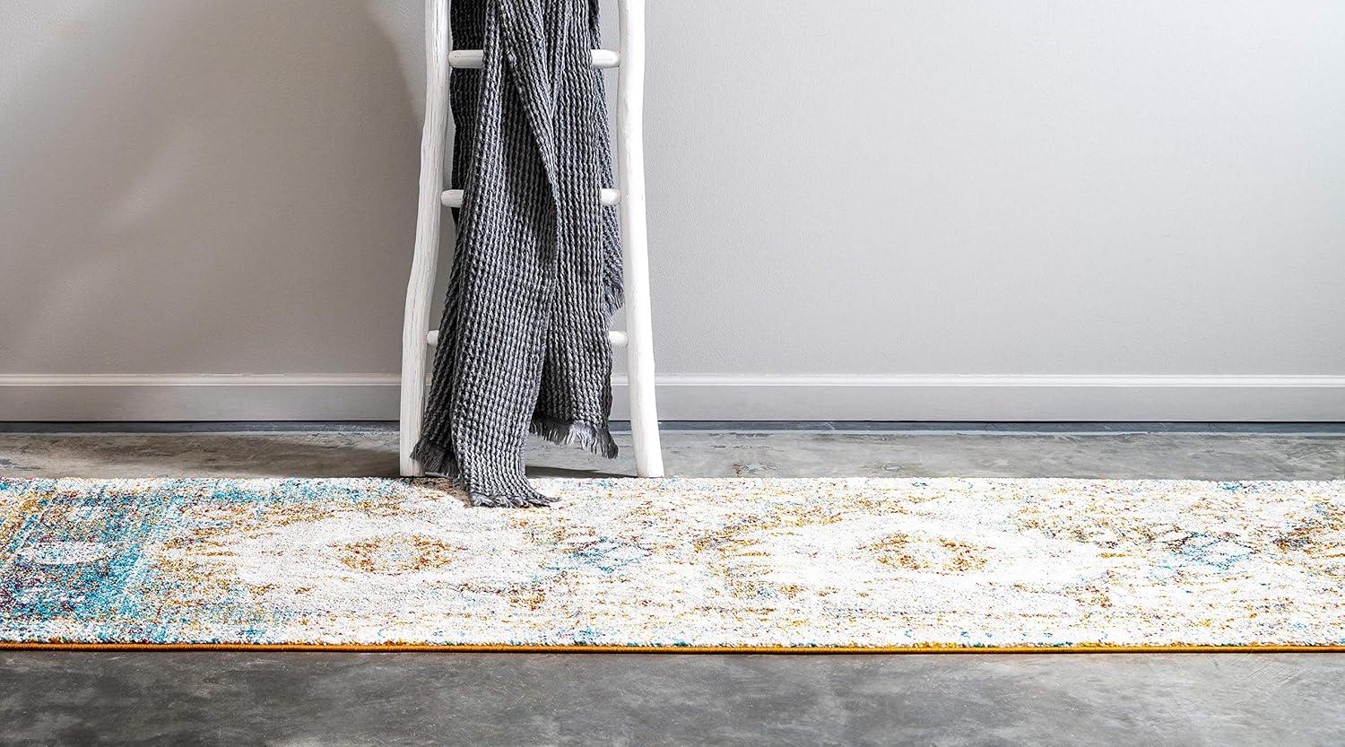 Unique Loom Rosso Collection Area Rug - Bellini (2' 7" x 10' Runner Beige/Blue)