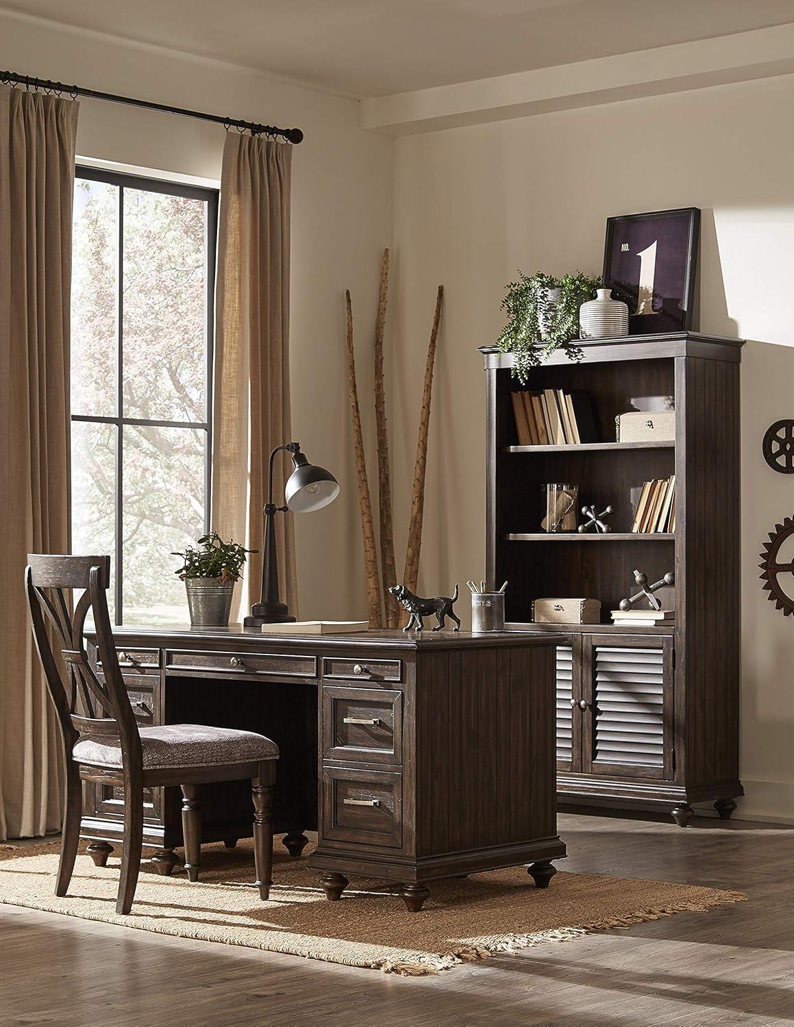 Traditional Brown Executive Desk with 7 Drawers