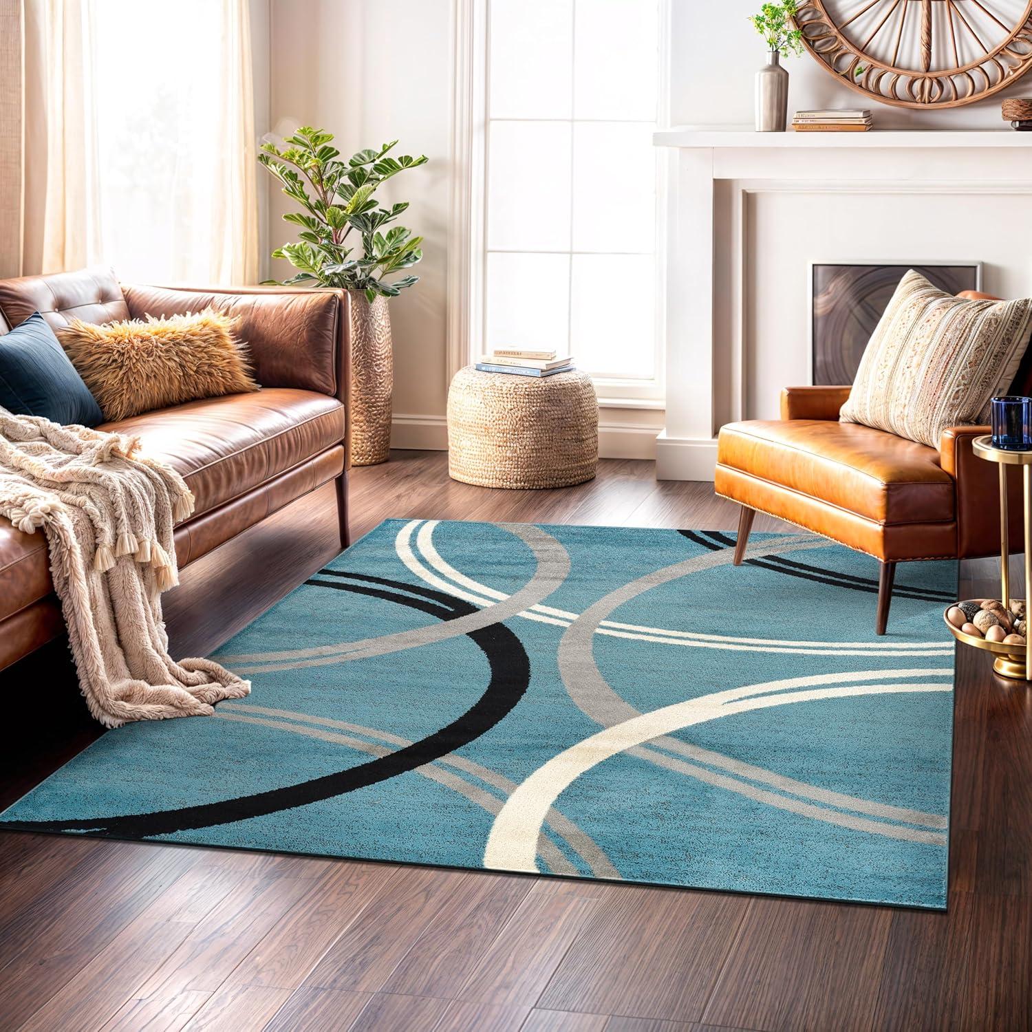 World Rug Gallery Contemporary Abstract Circles Design Area Rug