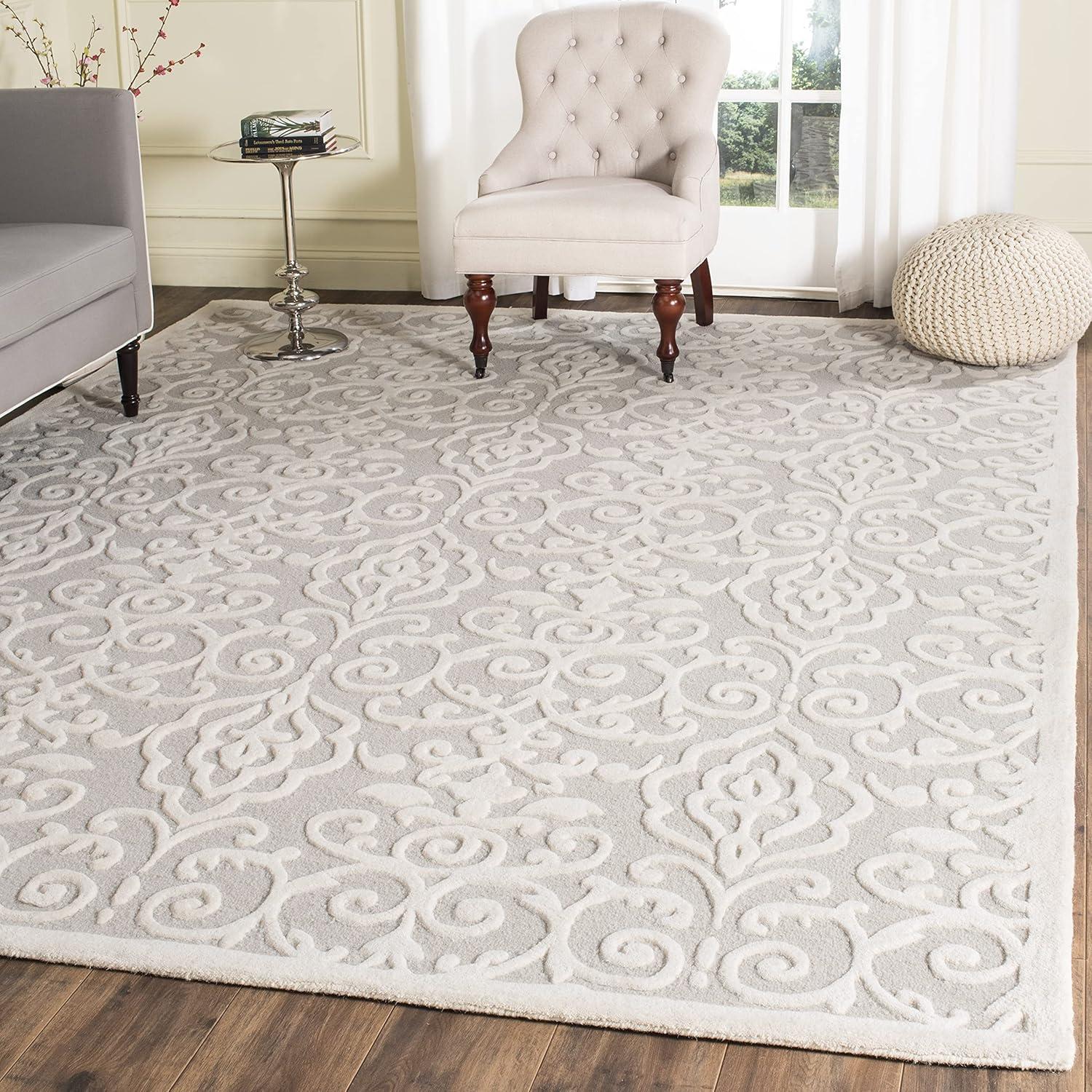 Handmade Gray Tufted Chenille and Wool Blend Area Rug, 10' x 14'