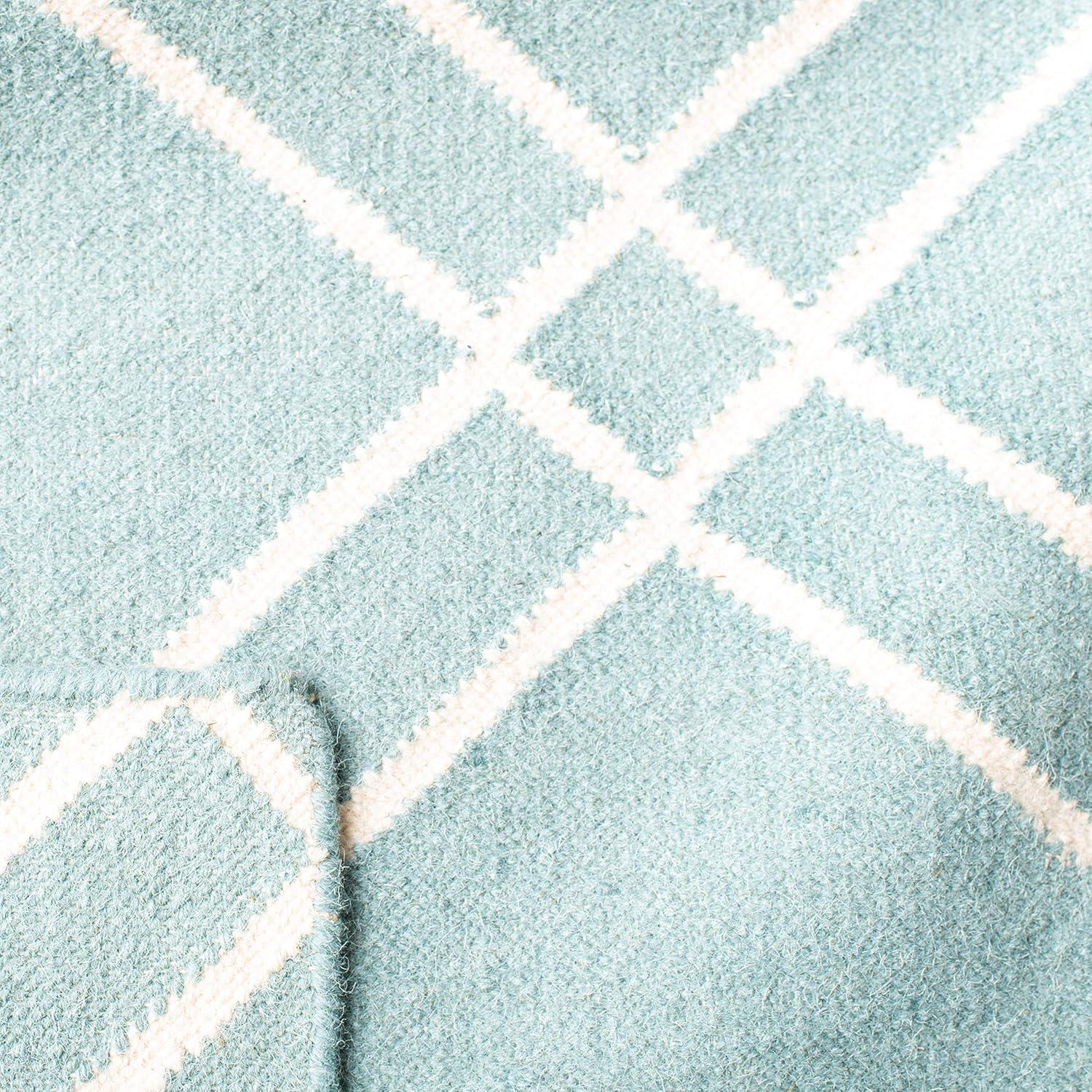 Dhurries DHU638 Hand Woven Area Rug - Light Blue/Ivory - 5'x8' - Safavieh.