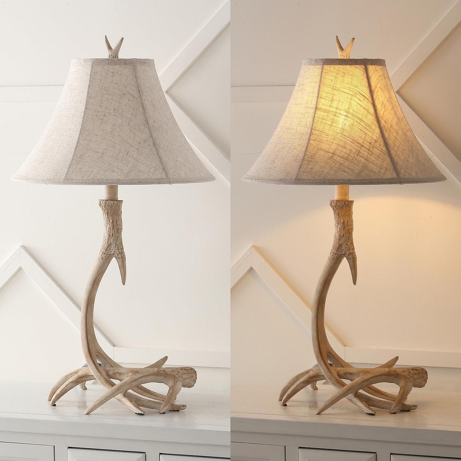 JONATHAN Y JYL6305B Antler 27.5" Rustic Resin LED Table Lamp, Traditional for living room, dinning room, bedroom, office Bulb Included, Beige