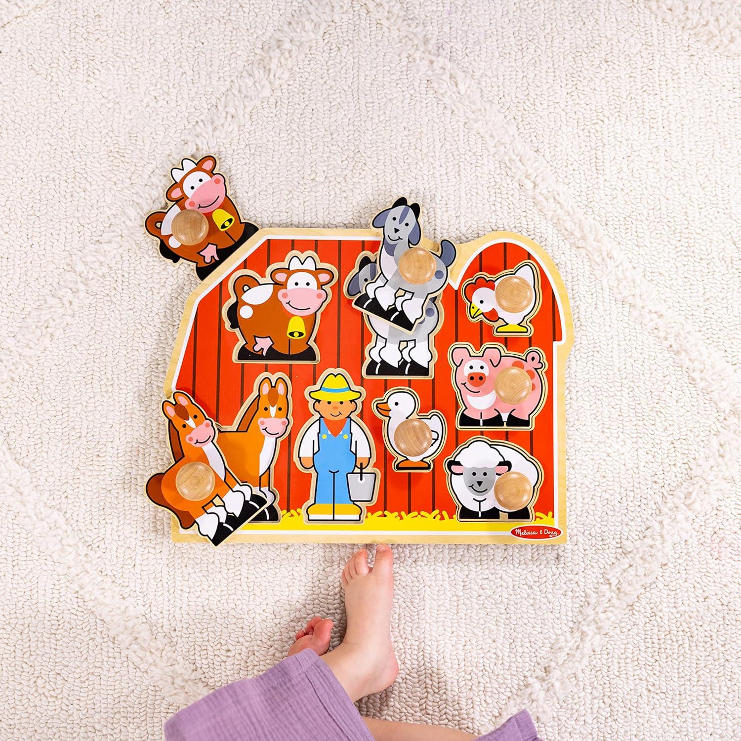 Melissa & Doug Farm Animals Jumbo Knob Wooden Puzzle (8pc)