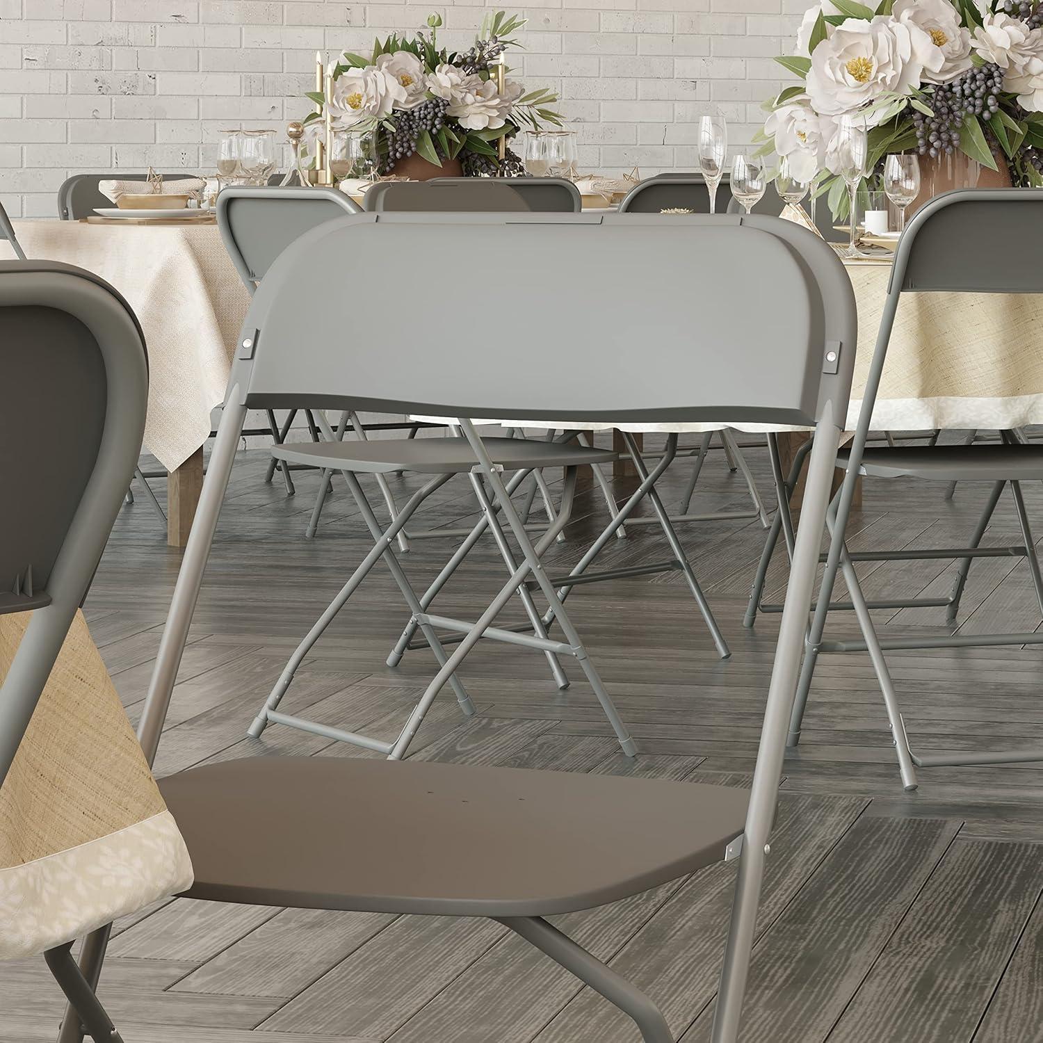 Extra Wide Gray Metal & Plastic Armless Reception Chair