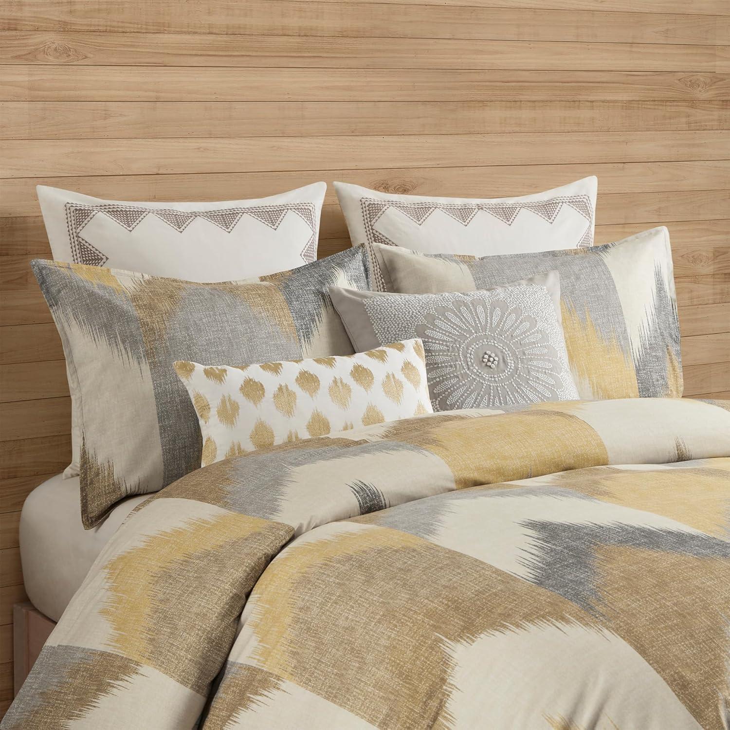 Yellow Ikat Chevron Cotton Full Comforter Set