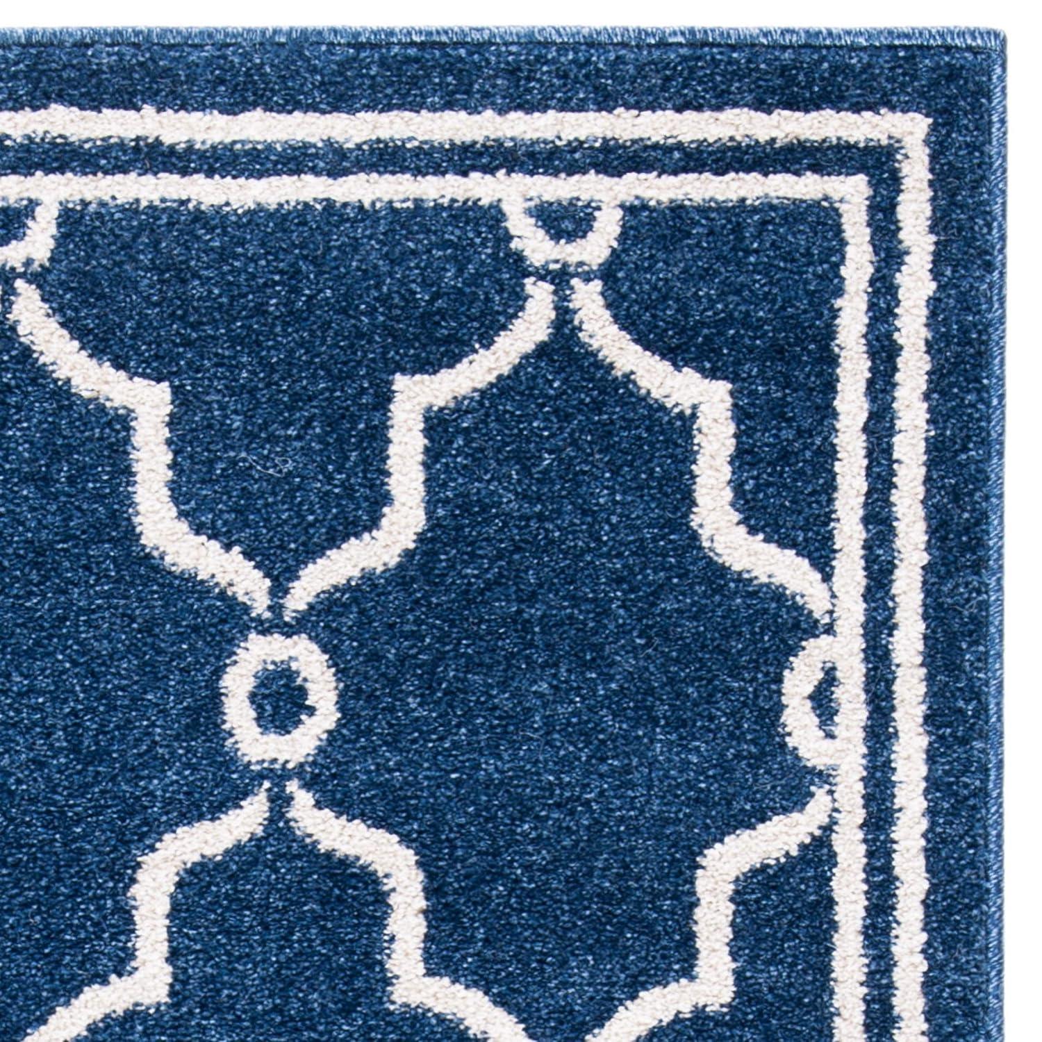 Amherst AMT414 Power Loomed Indoor Runner Rug - Navy/Beige - 2'3"x7' - Safavieh
