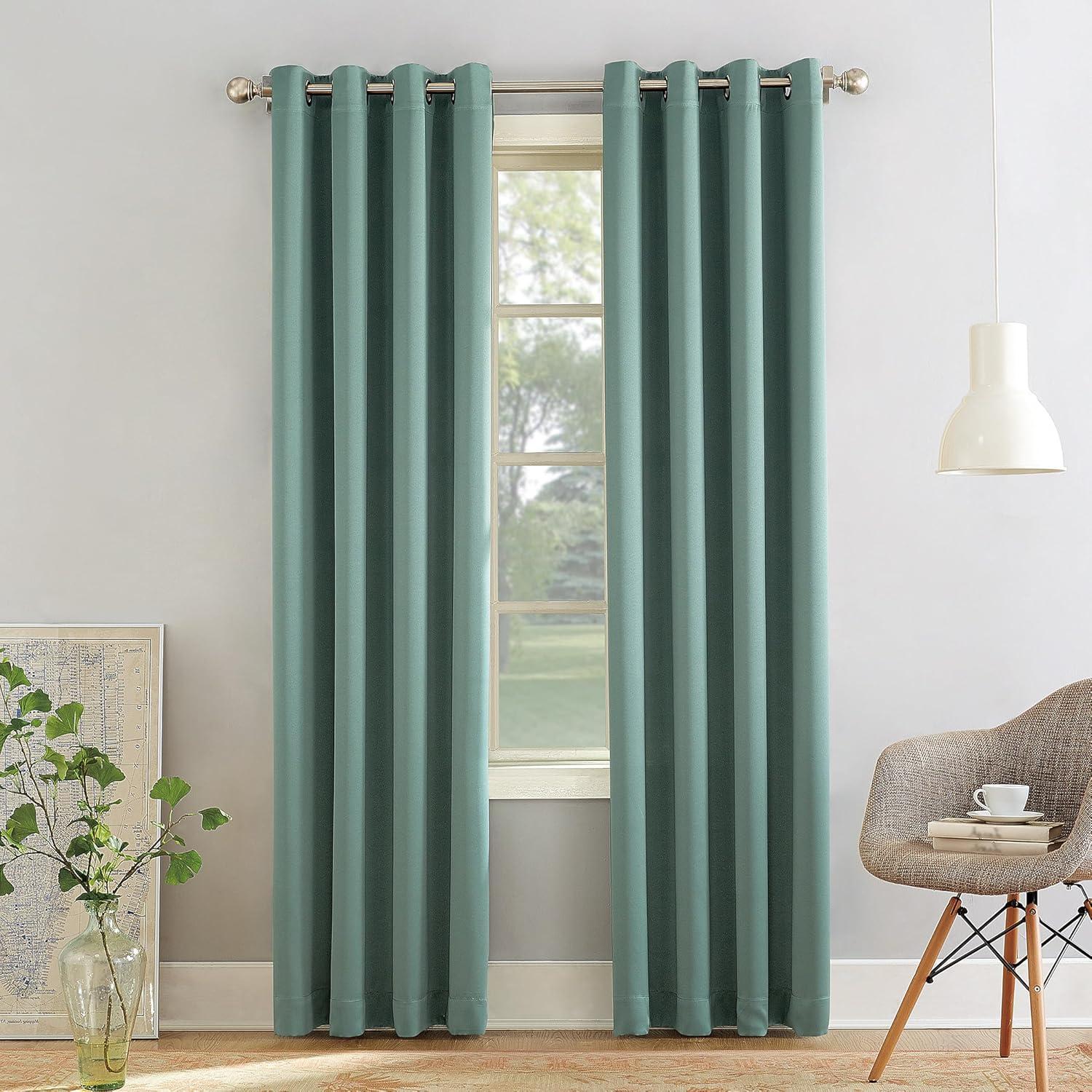 40"x84" Sun Zero Room Darkening Lazlo Grommet Curtain Panel Mineral: Modern Thermal Insulated, Energy Efficient, Noise Reduction