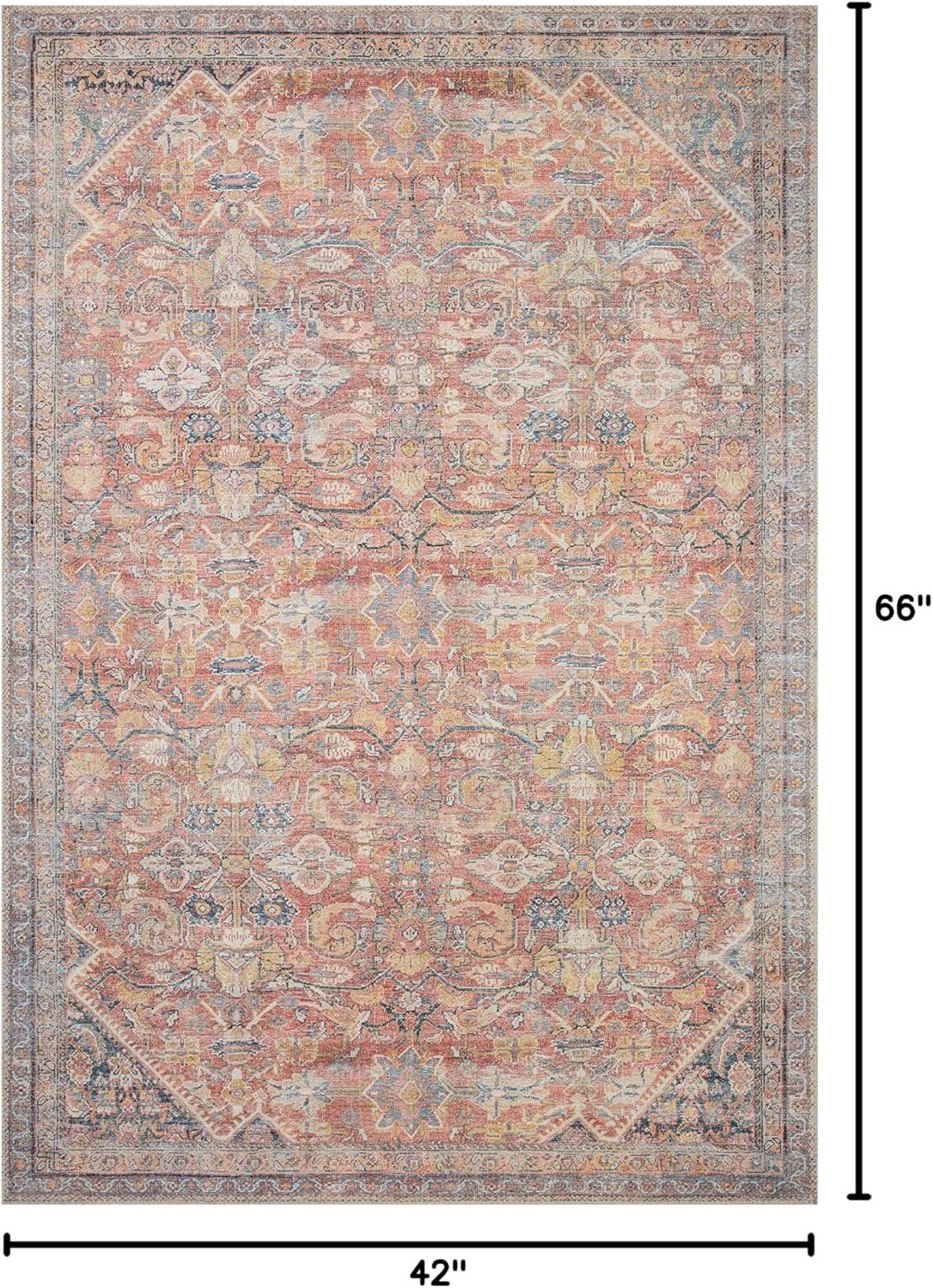 Adrian Rust & Denim Oriental Synthetic Area Rug - 3'6" x 5'6"