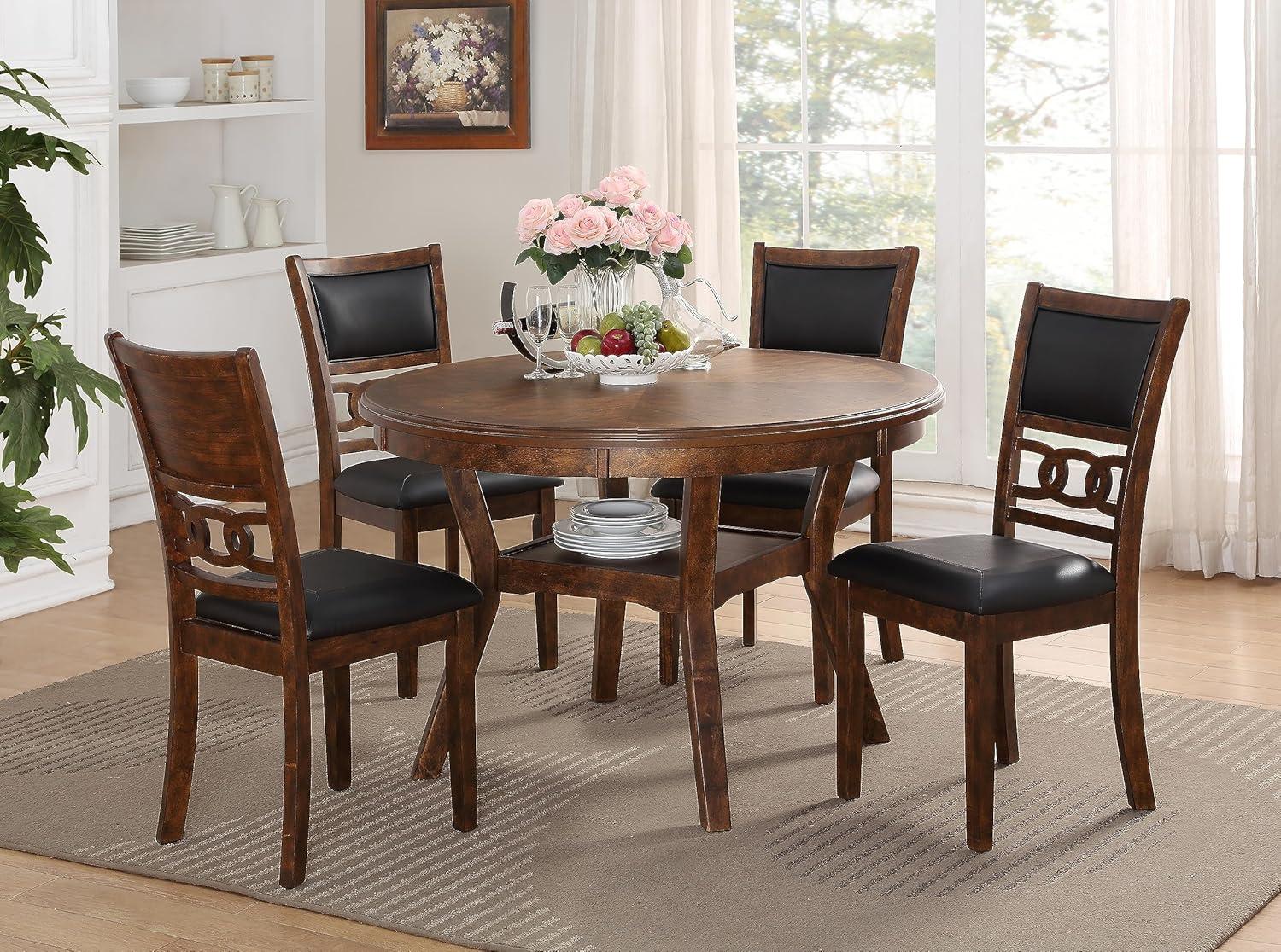 New Classic Furniture, Gia Cherry Wood Dining Chair with Fabric Seat (Set of 4)