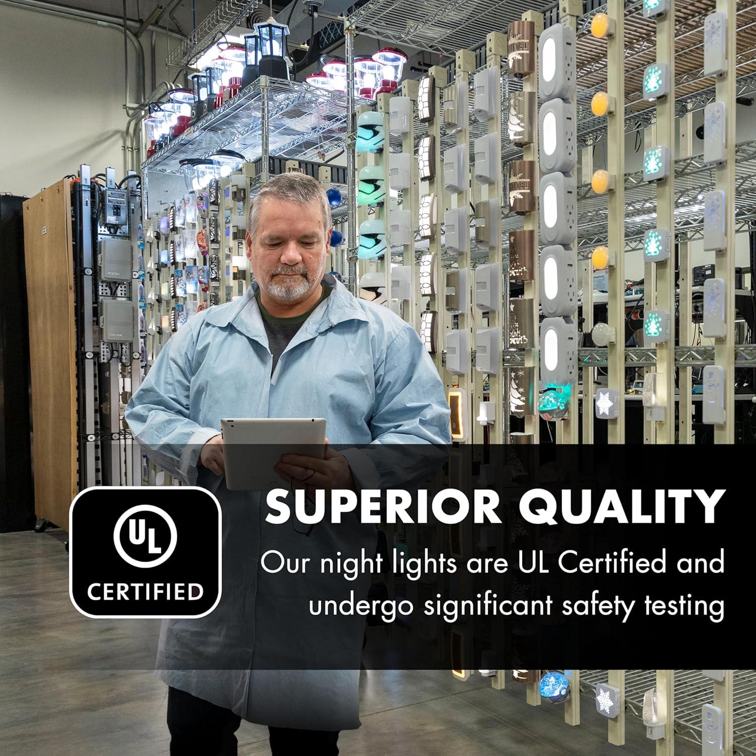 Lights by Night LED Night Light, Plug-in, Dusk to Dawn Sensor, Home Decor, Compact, Mood Lighting, Ambient Lighting, Ideal for Kids Bedroom, Bathroom, Kitchen, Hallway, 58802, 6 Pack, White