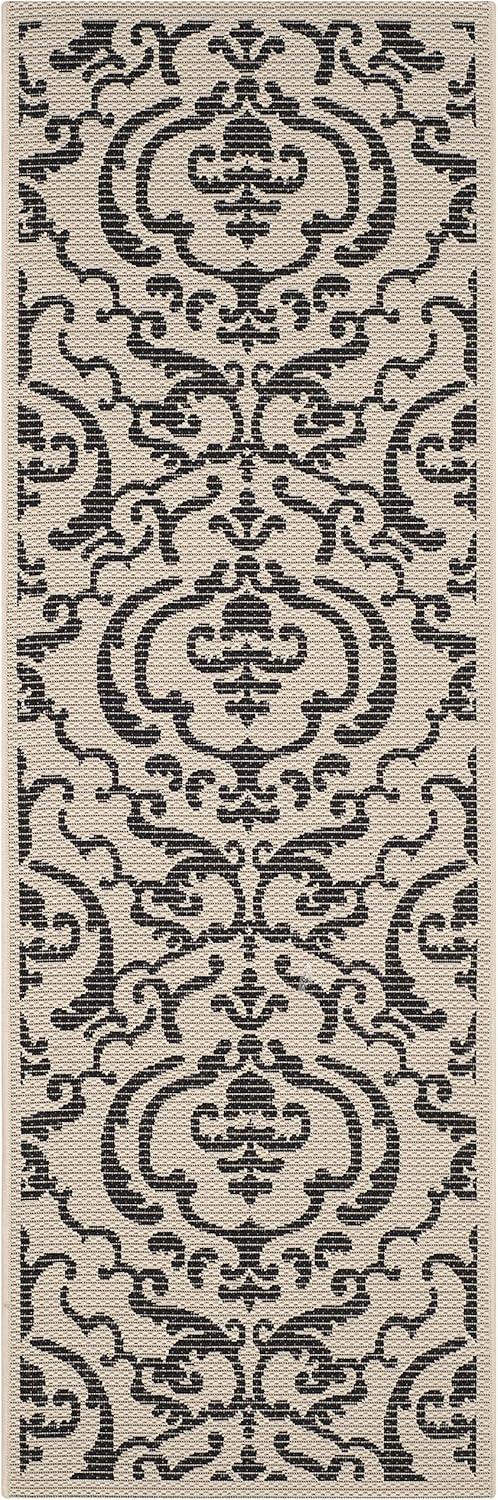 Courtyard CY2663 Power Loomed Indoor/Outdoor Runner Rug - Sand/Black - 2'3"x6'7" - Safavieh.