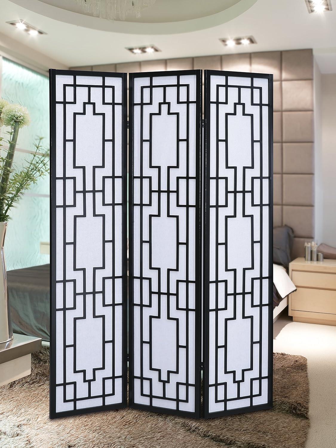 Onshuntay 52'' W x 70.31'' H 3 - Panel Solid Wood Folding Room Divider