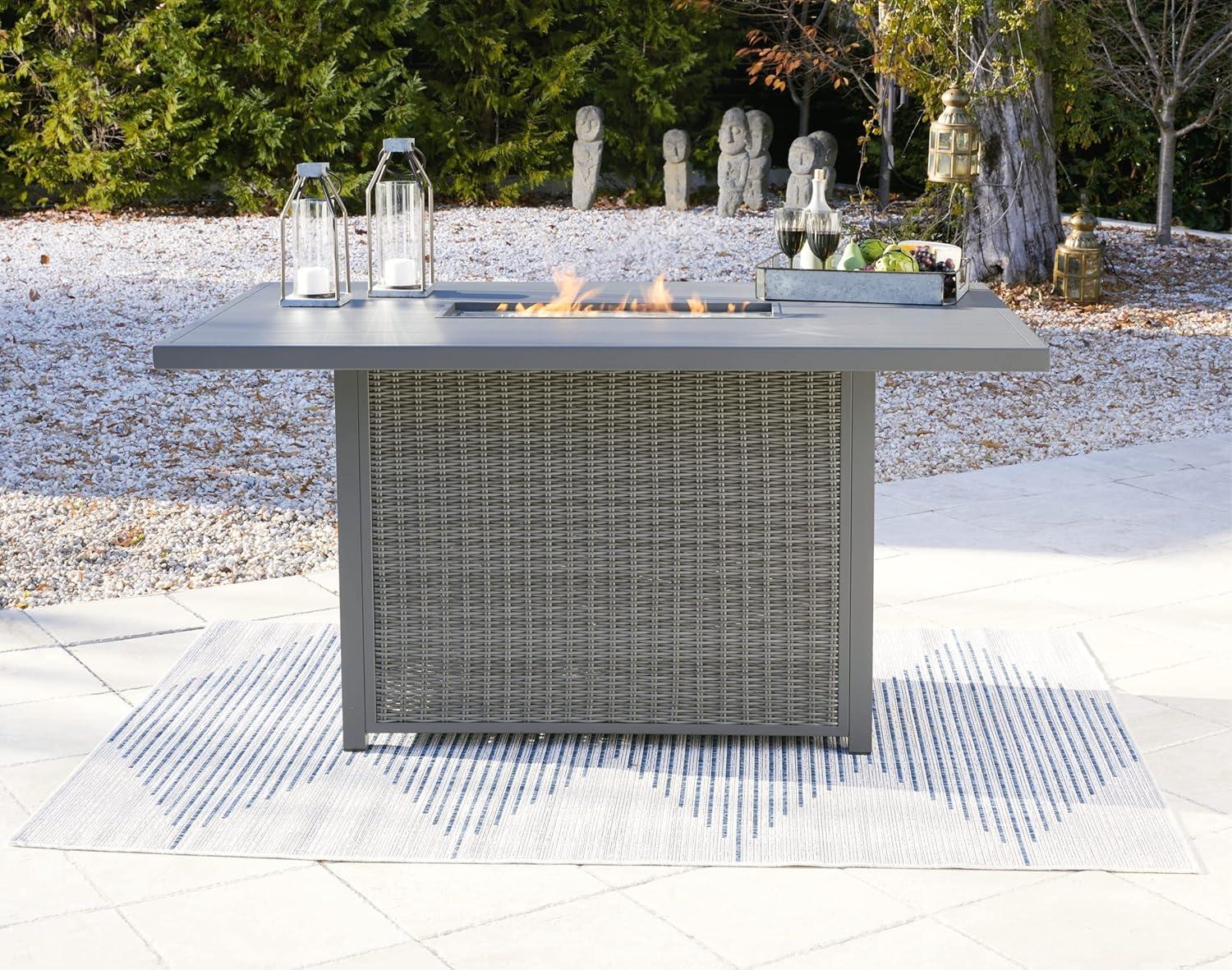 37.4" H x 72.05'' W Propane Outdoor Fire Pit Table with Lid