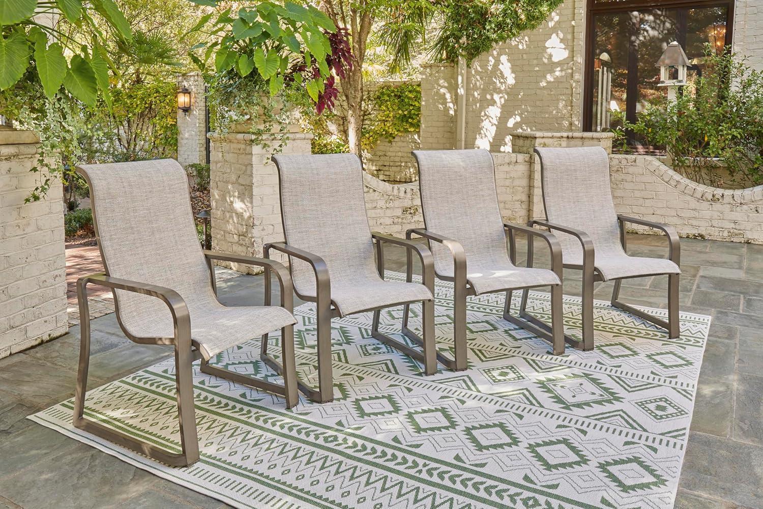 Signature Design by Ashley Beach Front Beige Sling Arm Chair - Set of 4