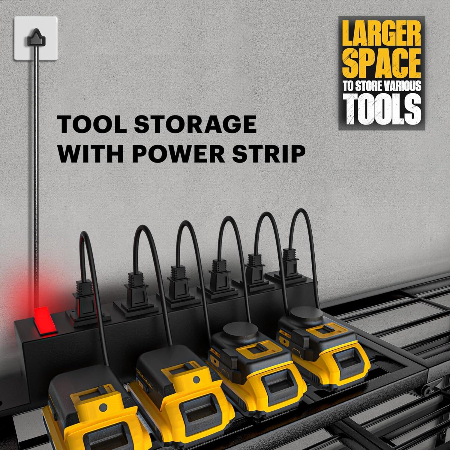 Power Tool Organizer, 7 Drill Holder for Tool Organizer, Storage and Organization for Garage, Heavy Duty Metal Tool Shelf Utility Rack for Cordless Power Tools Suitable for Pegboard/Workshop