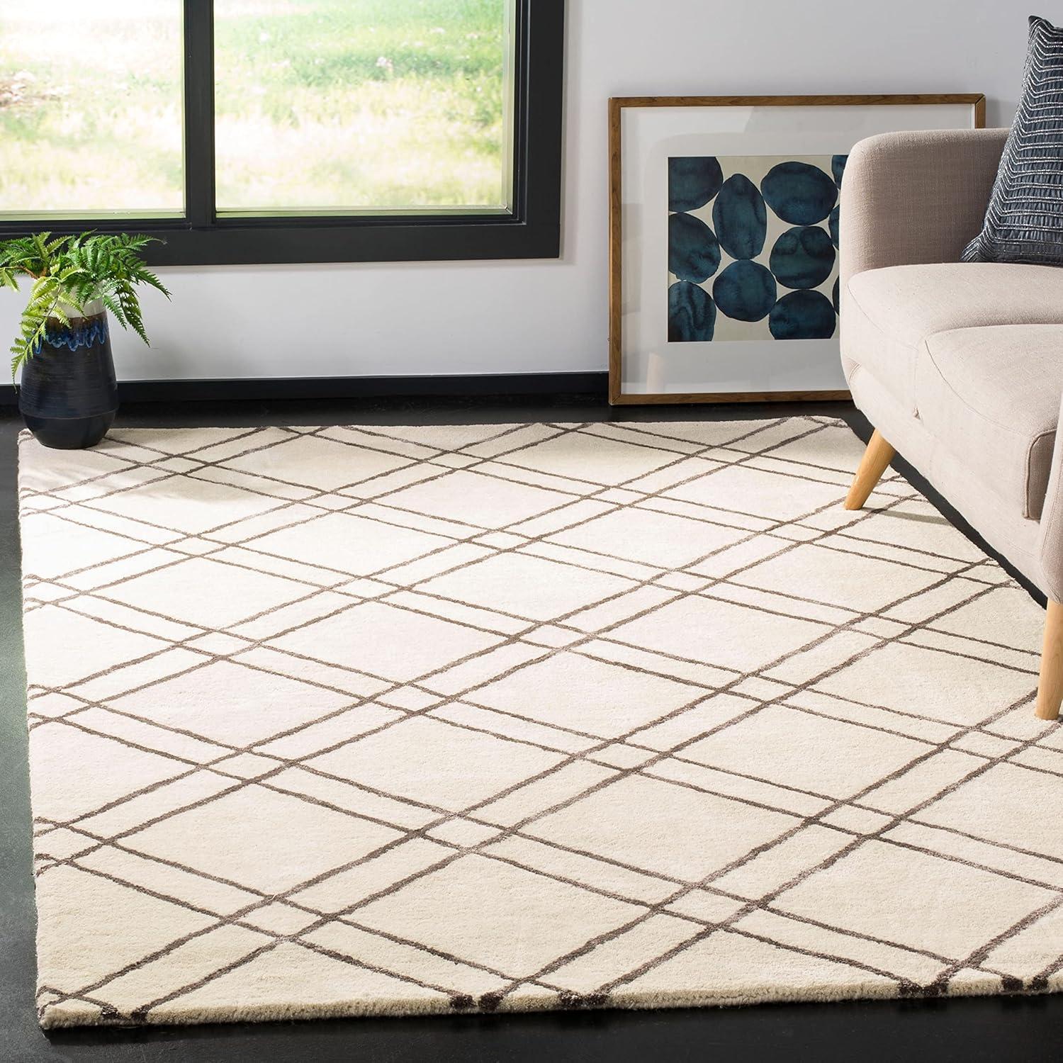 Himalaya HIM901 Hand Tufted Area Rug - Ivory/Dark Grey - 6'x6' - Safavieh.