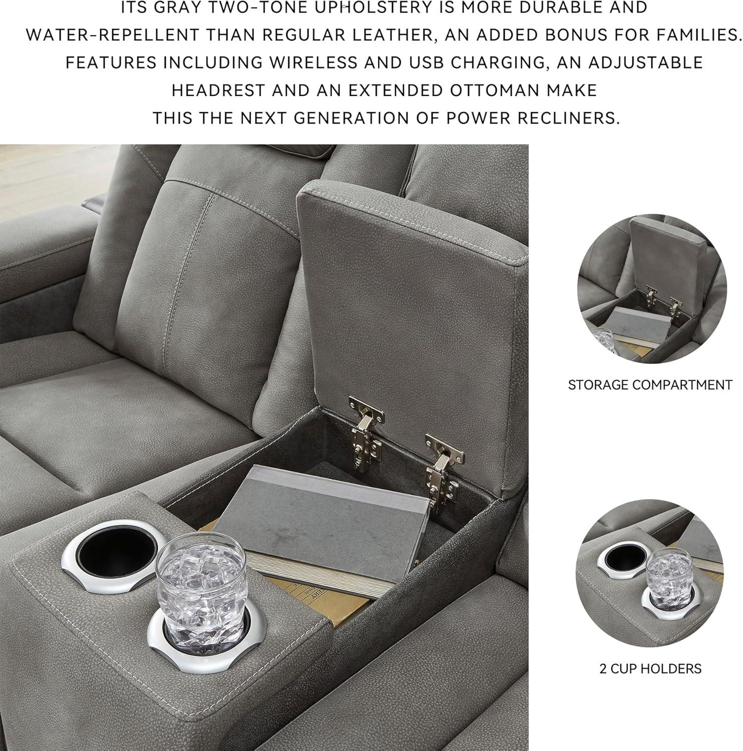 Signature Design by Ashley Next-Gen DuraPella Contemporary Power Reclining Loveseat with Adjustable Headrest