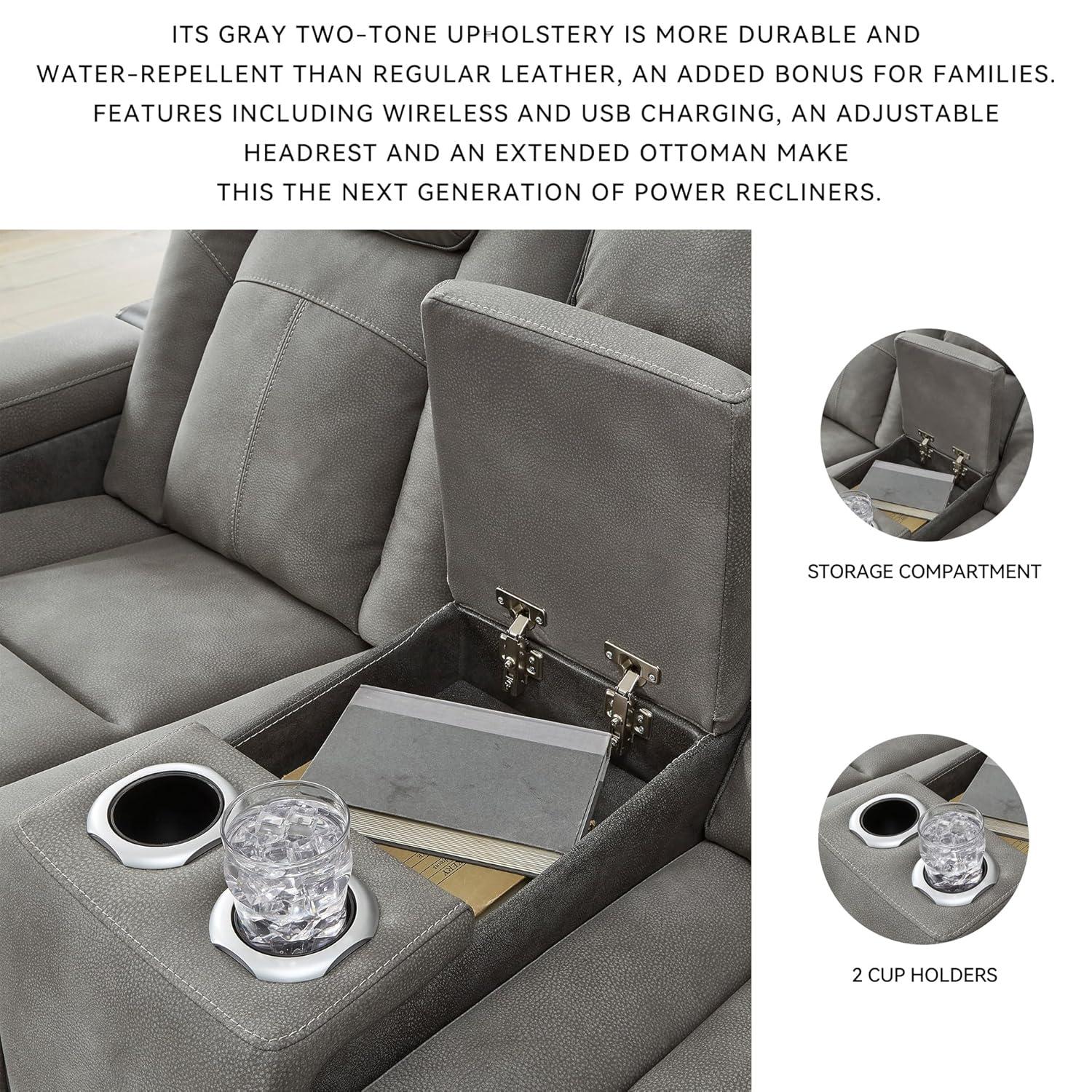 Signature Design by Ashley Next-Gen DuraPella Contemporary Power Reclining Loveseat with Adjustable Headrest