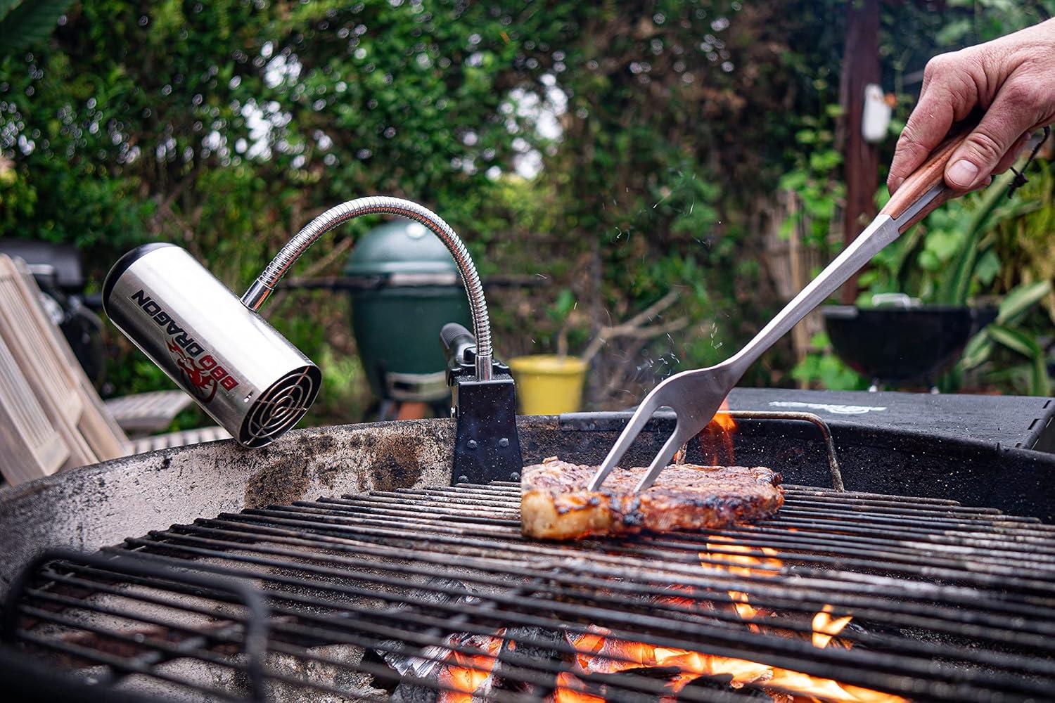 BBQ Dragon Grill Fan - Black: Stainless Steel Construction, No Assembly, Portable Charcoal Air Blower