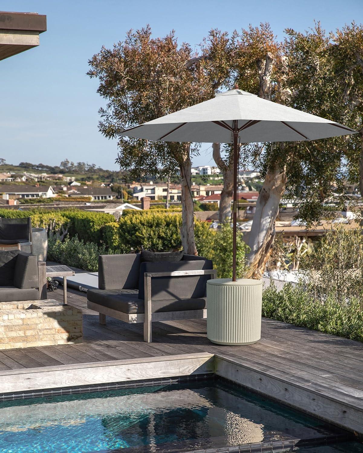 Sand Concrete-Plastic Outdoor Side Table with Umbrella Hole