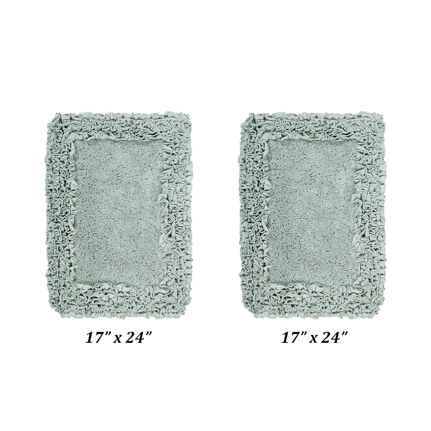24"x40" Shaggy Border Collection Bath Rug Blue - Better Trends: Cotton Tufted, Machine Washable, No Backing