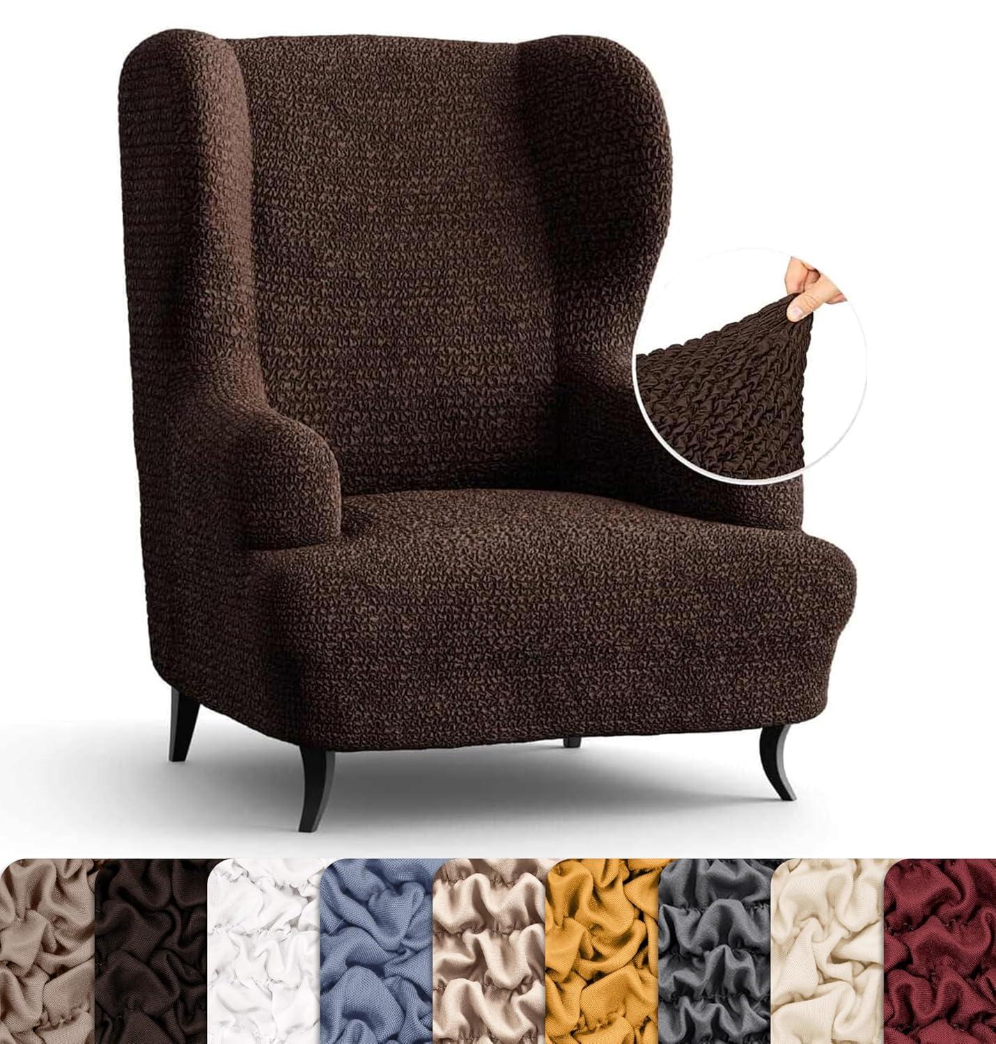 Stretchy Slipcover for Wingback Chair - Easy to Clean & Durable - Microfibra Collection