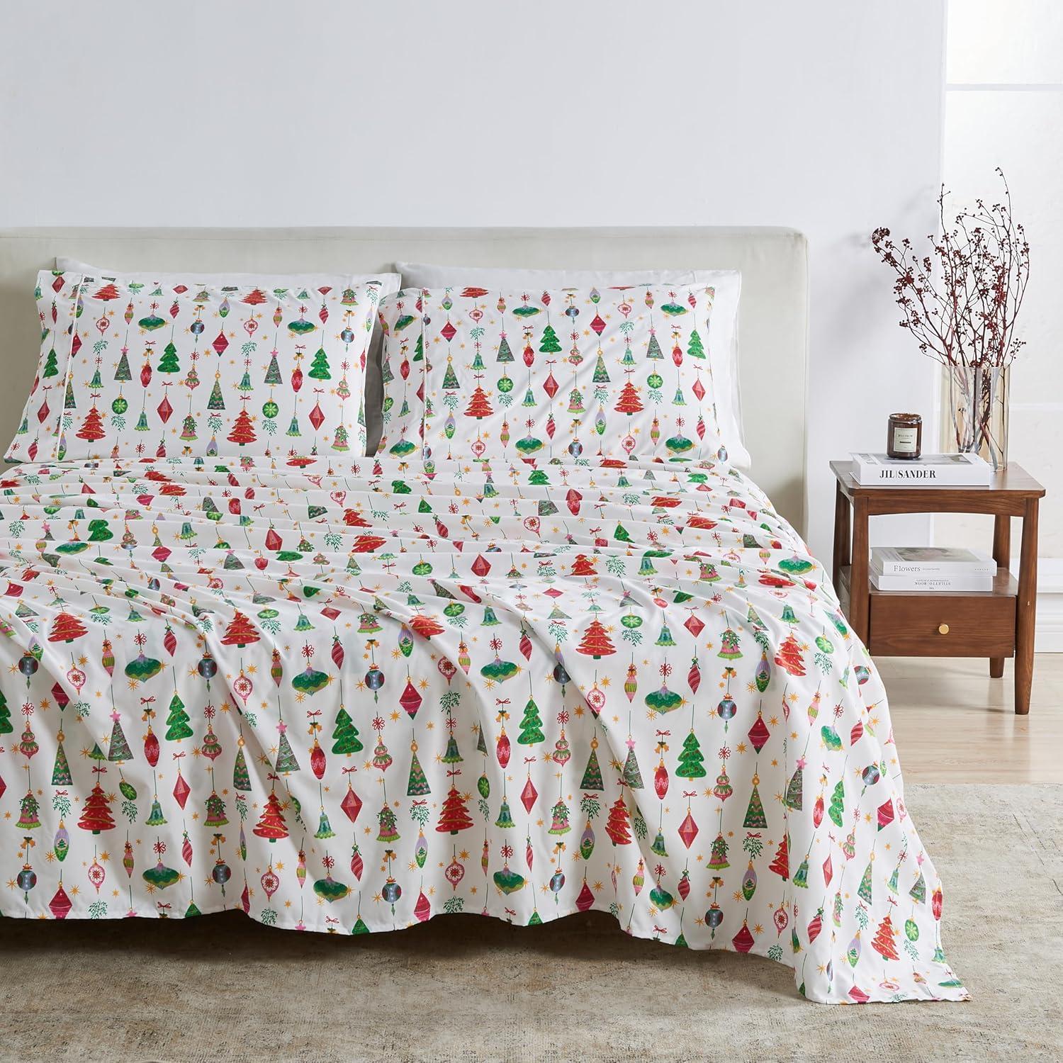 Twin Size Holiday-Themed Microfiber Bed Sheet Set