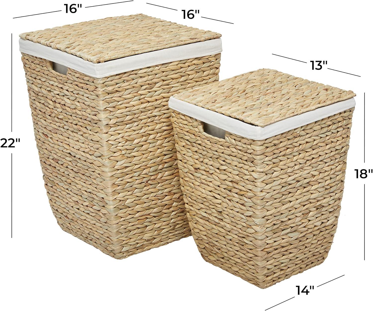 Traditional Seagrass Handwoven Storage Basket Duo, Light Brown