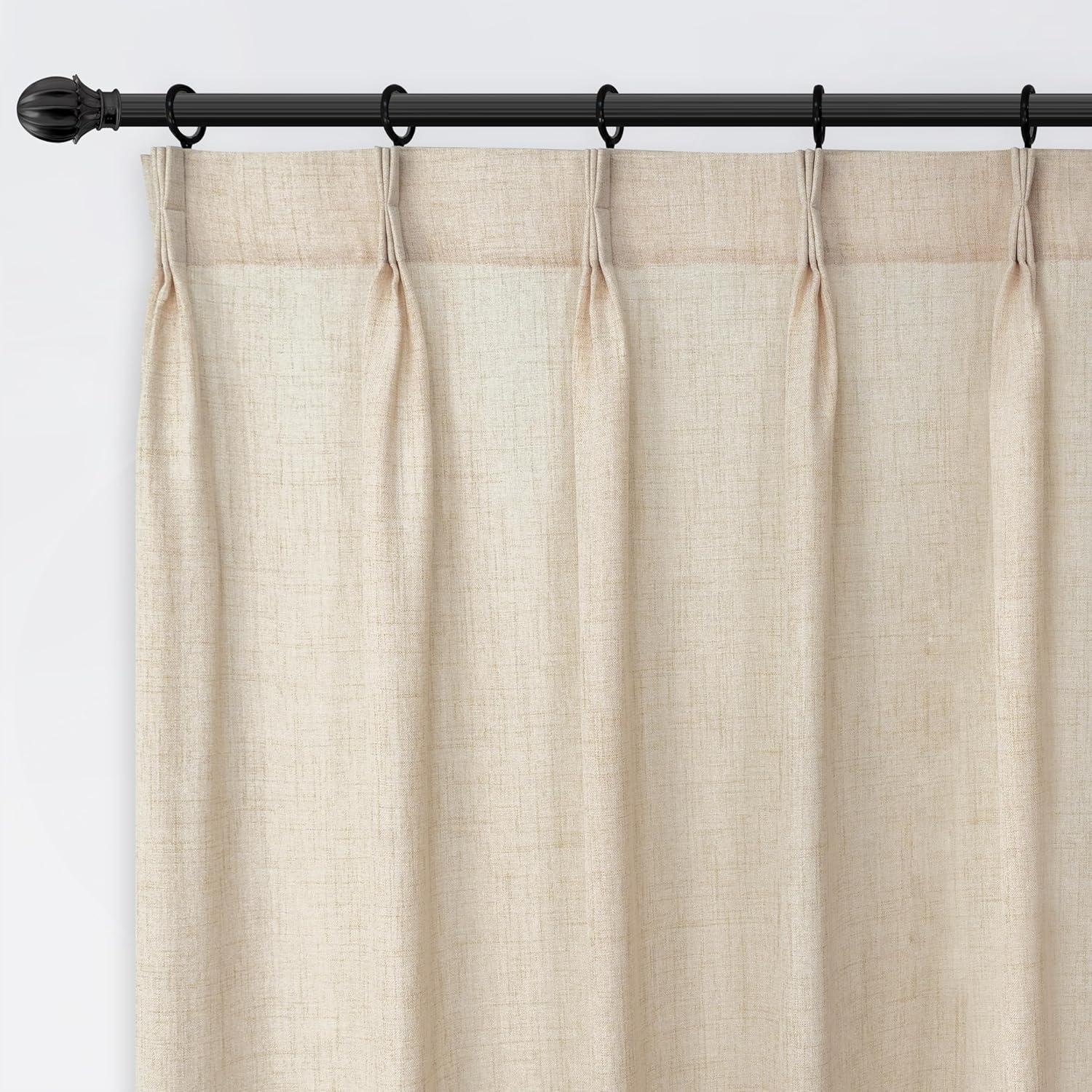DriftAway Pinch Pleat Valance Kitchen Curtains Linen Textured Short Curtains for Small Window Bathroom 2 Panels Cafe Curtains Back Tabs Farmhouse Rustic Curtain 30 x 24 Inches Light Linen