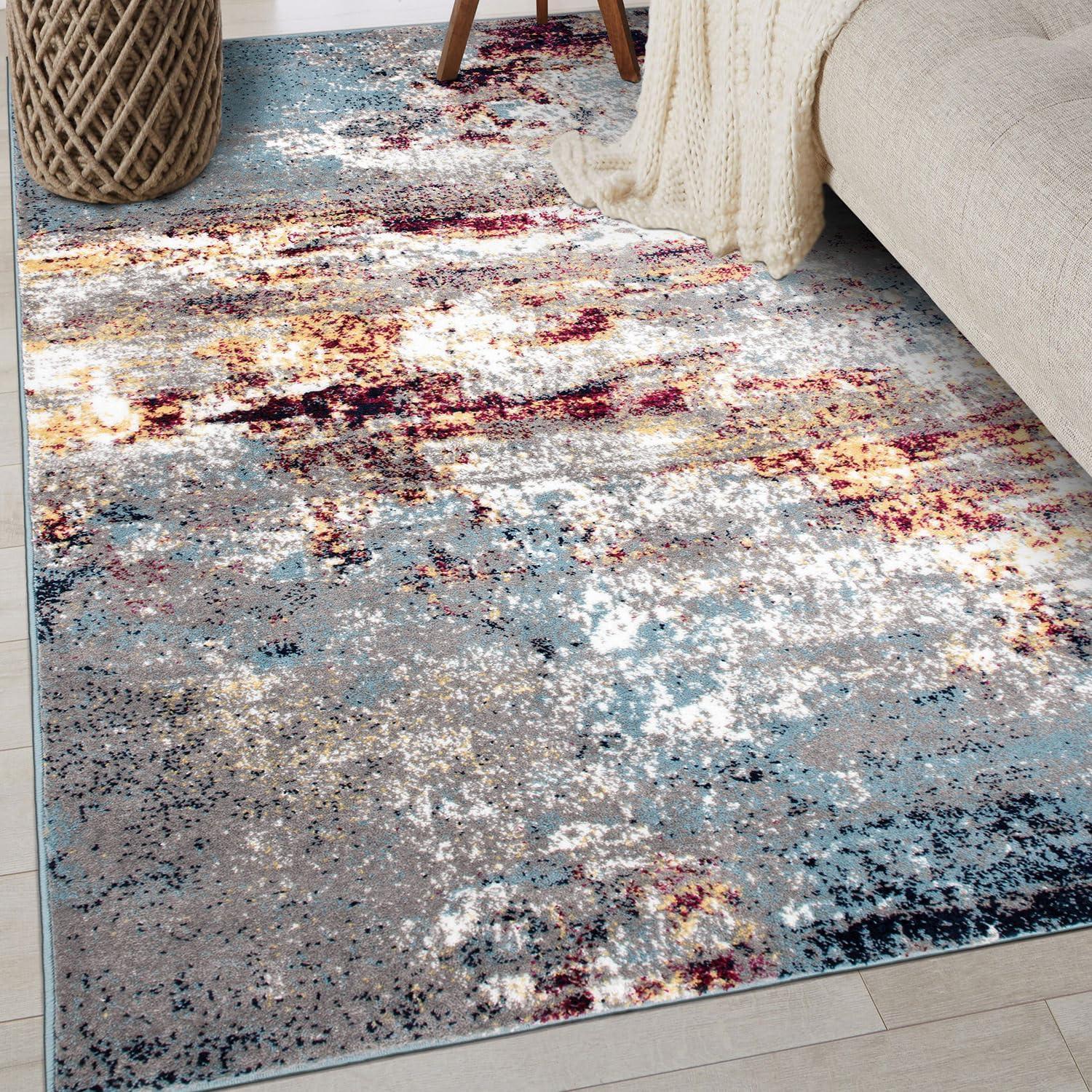 World Rug Gallery Distressed Abstract Watercolor Multi 3'3" x 5' Area Rug