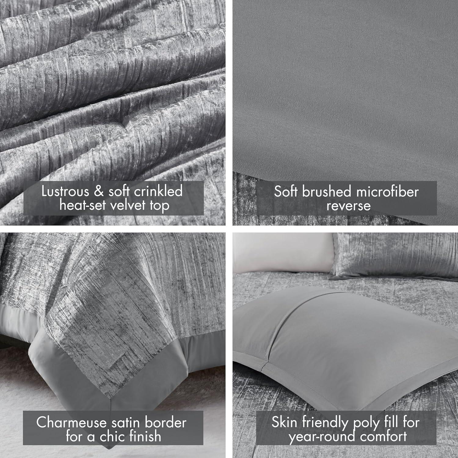 Lee 5 Piece Crinkle Velvet Comforter Set