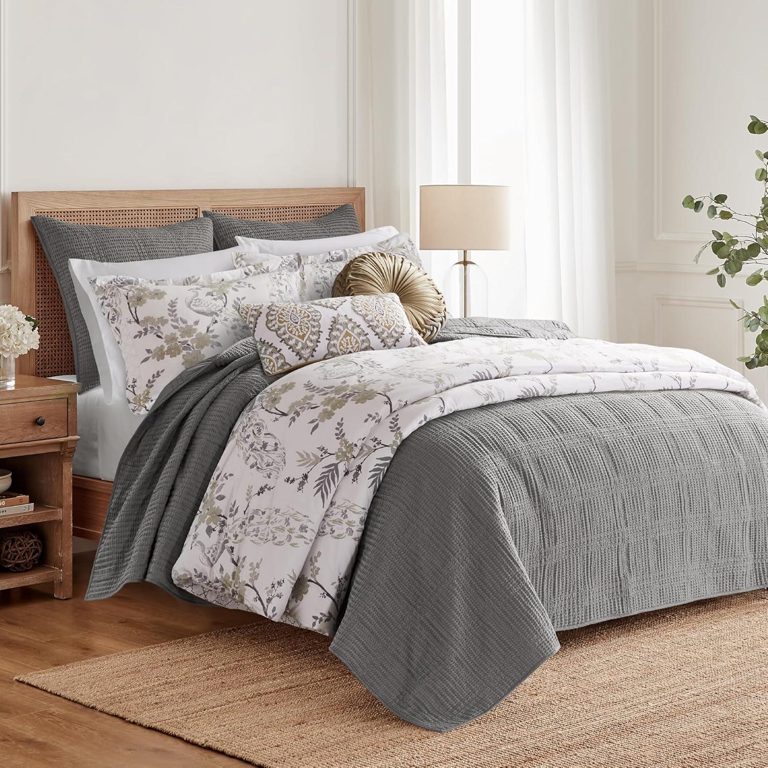Cloud Waffle Grey Full/Queen Quilt Set - Levtex Home