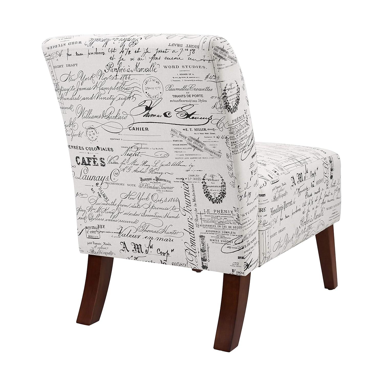 Lily Traditional Slipper Upholstered Sailing Accent Chair Script - Linon