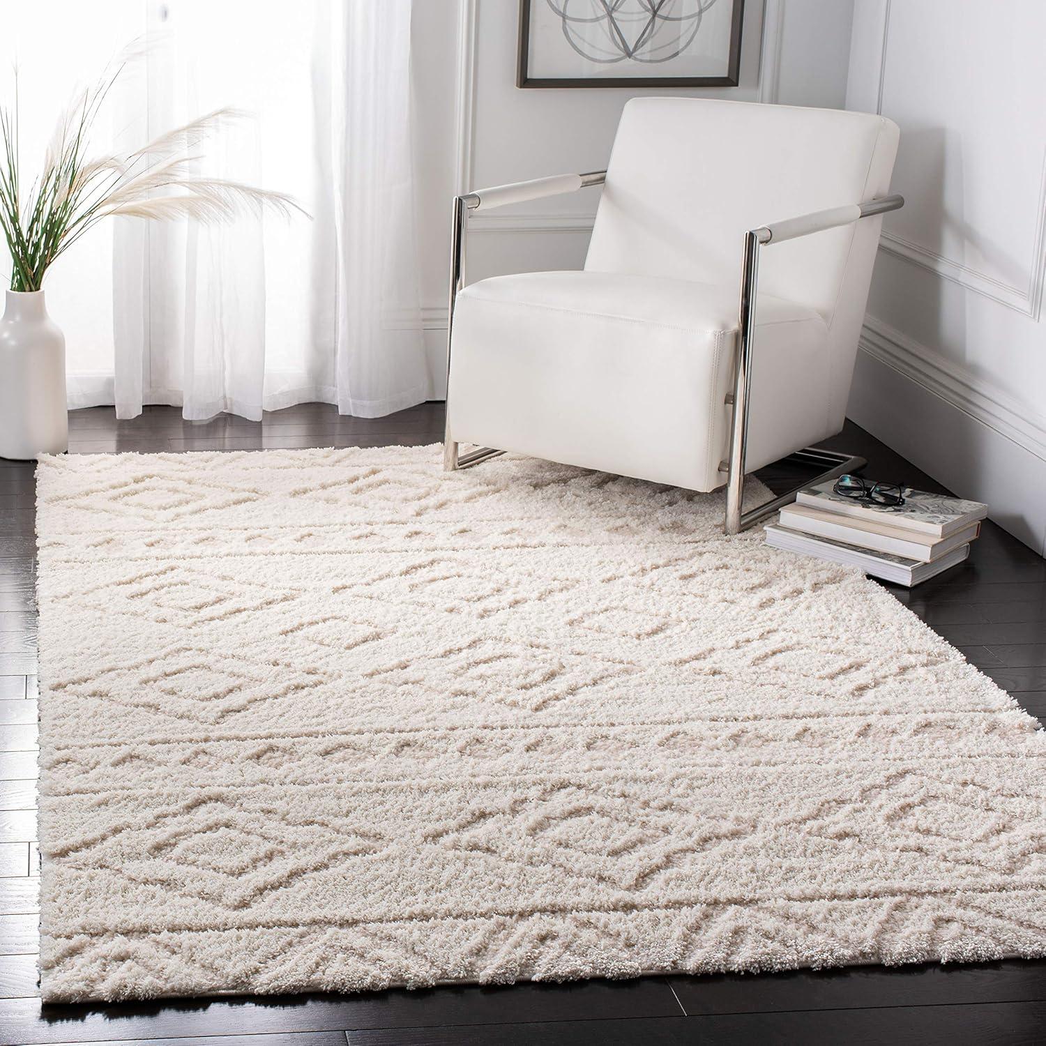 Sparta Shag SPG513 Power Loomed Indoor Area Rug - Ivory/Beige - 5'1"x7'6" - Safavieh.
